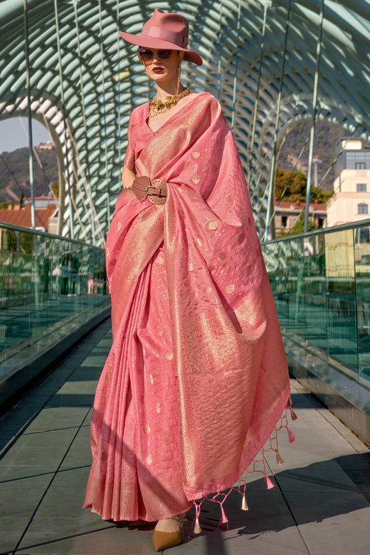 Pink Woven Silk Saree-ZB132004_1