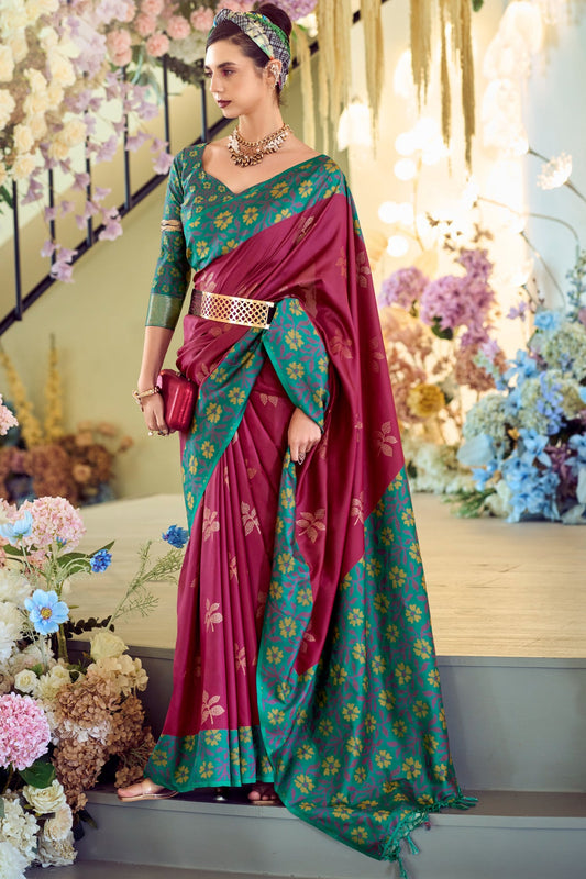 Pink Woven Silk Saree-ZB133404_1_SareeButa.com