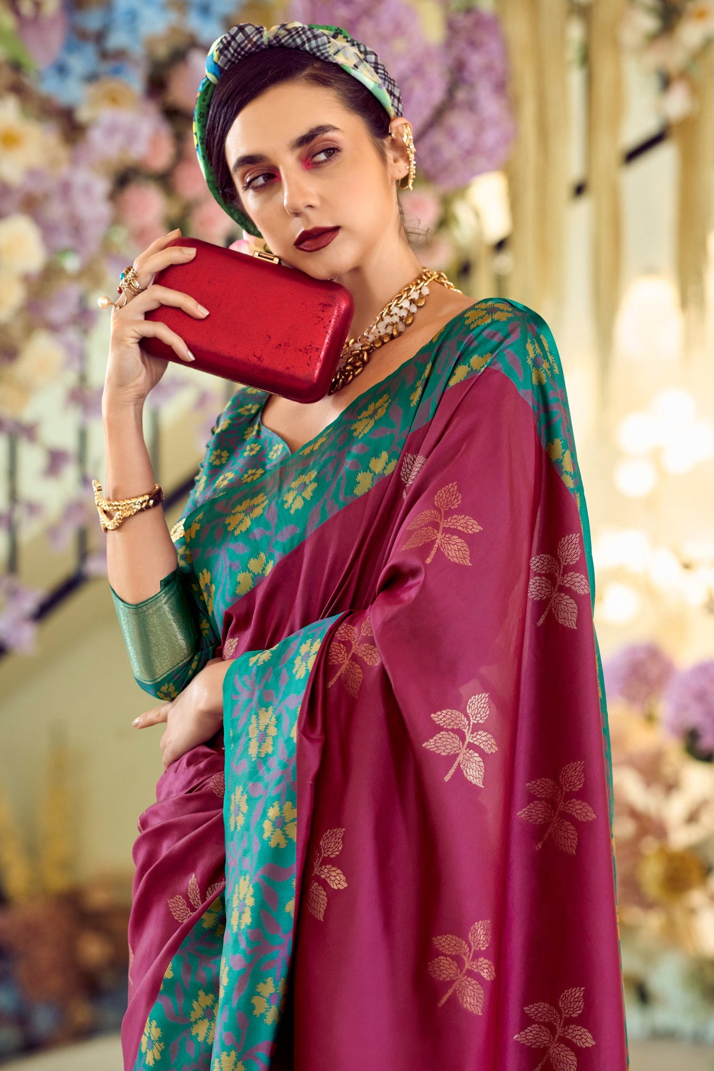 Pink Woven Silk Saree-ZB133404_2_SareeButa.com