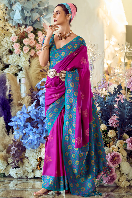 Pink Woven Silk Saree-ZB133409_1_SareeButa.com