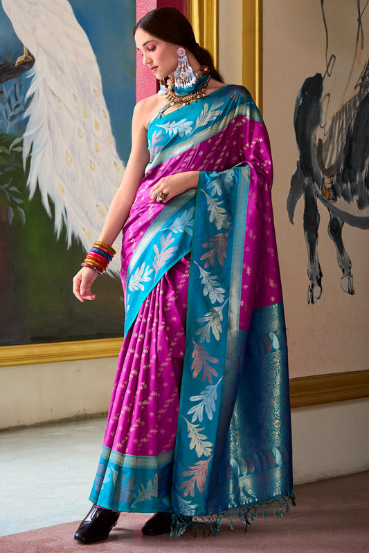 Pink Woven Silk Saree-ZB133603_1_SareeButa.com