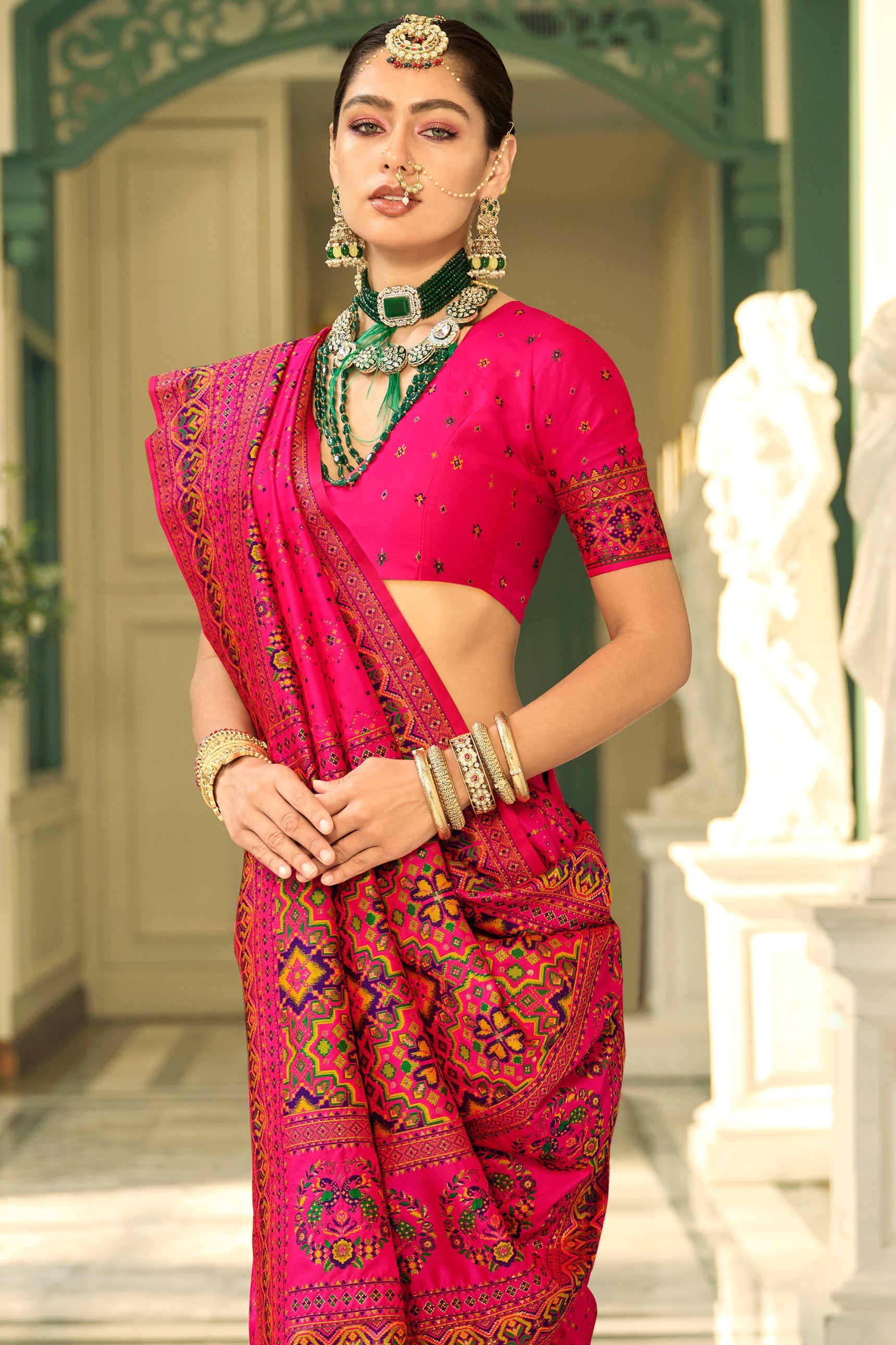 Pink Woven Silk Saree-ZB133666_2_SareeButa.com