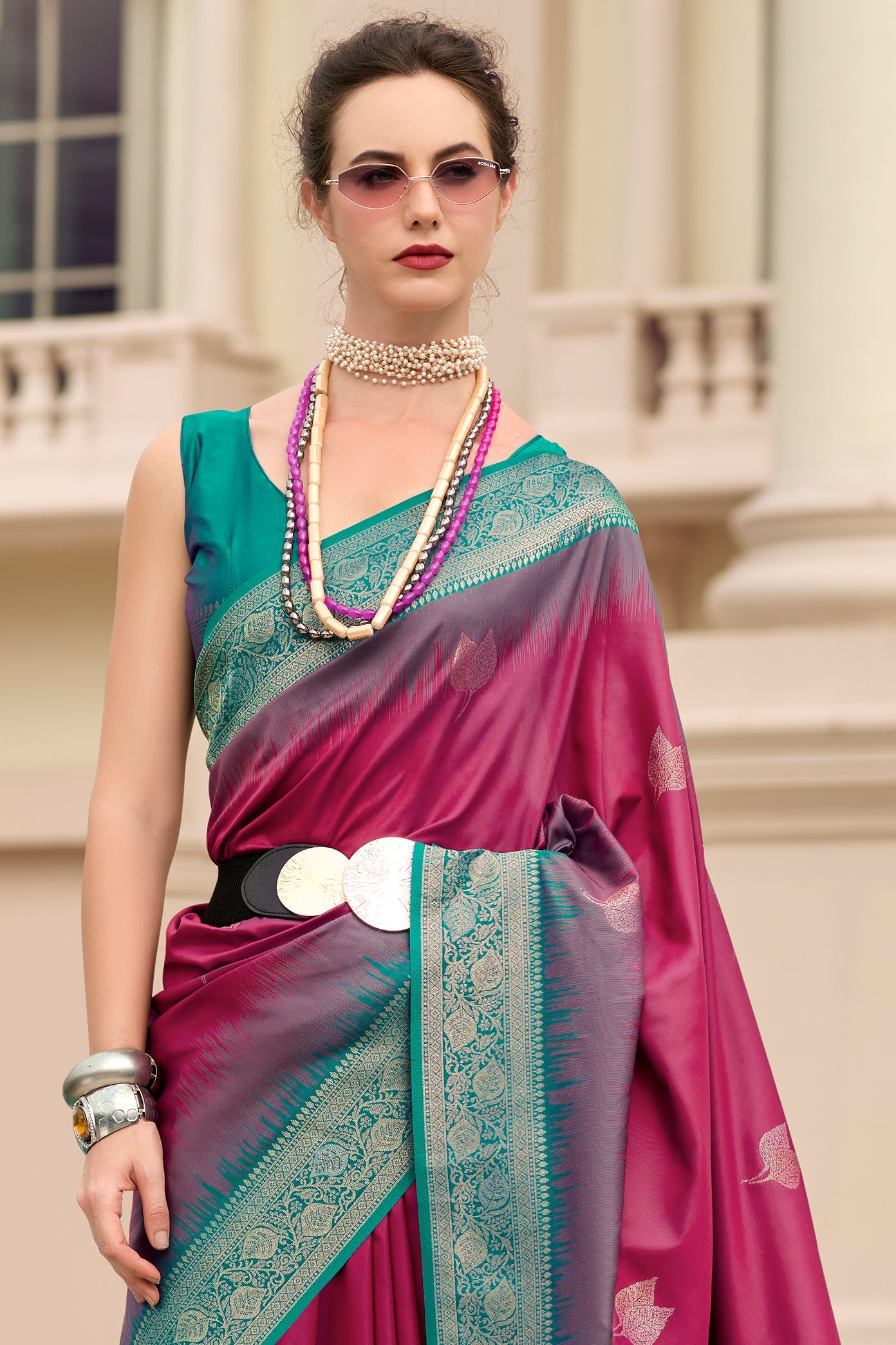 Pink Woven Silk Saree-ZB133776_2_SareeButa.com