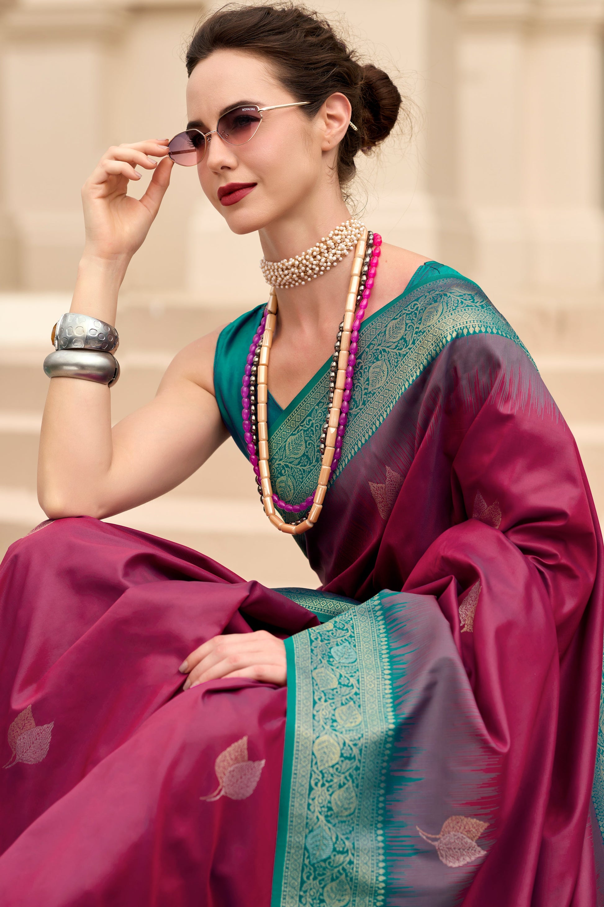 Pink Woven Silk Saree-ZB133776_3_SareeButa.com