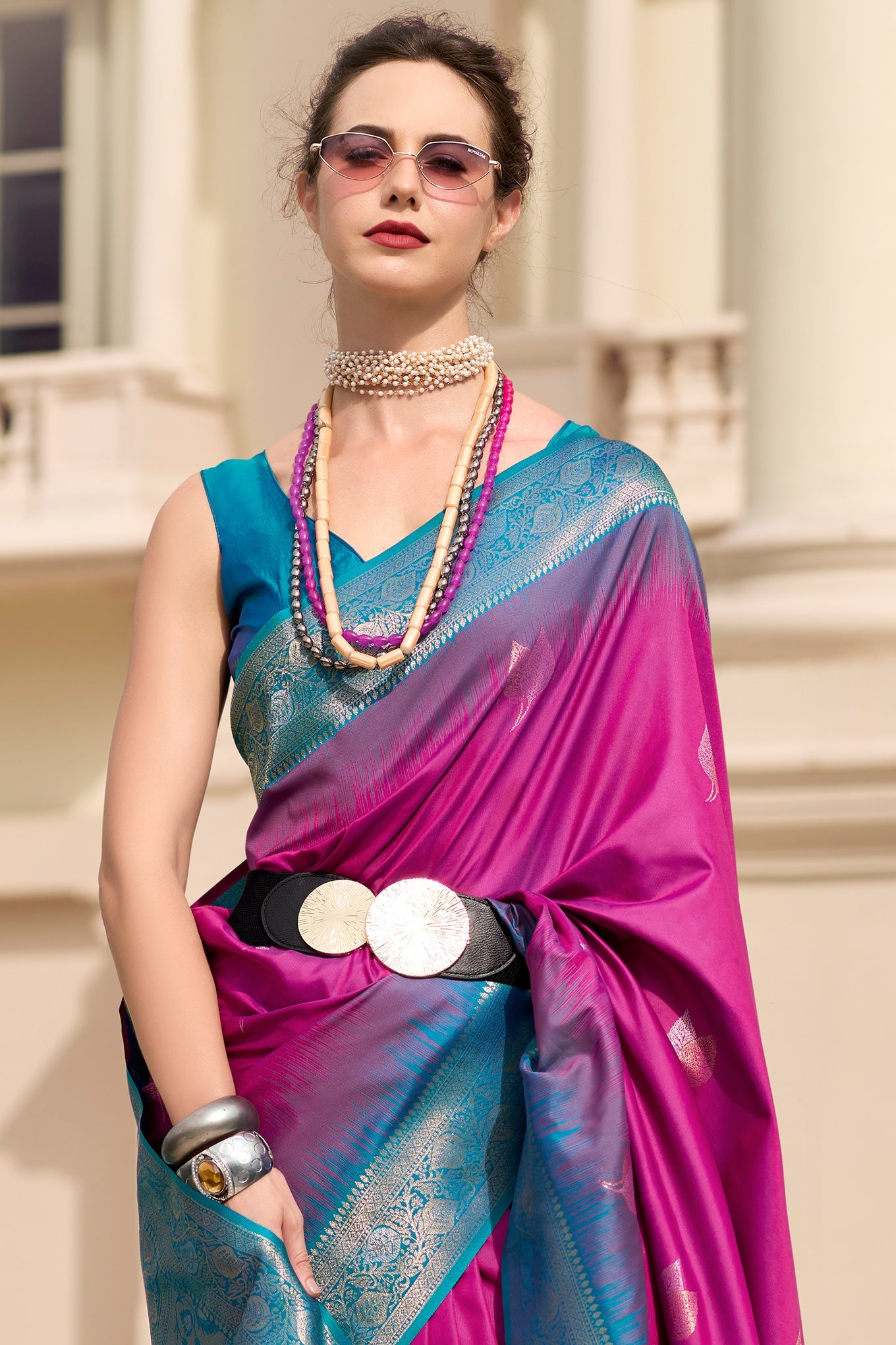 Pink Woven Silk Saree-ZB133779_2_SareeButa.com