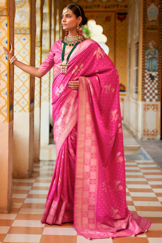 Pink Woven Silk Saree-ZB133830_1_SareeButa.com