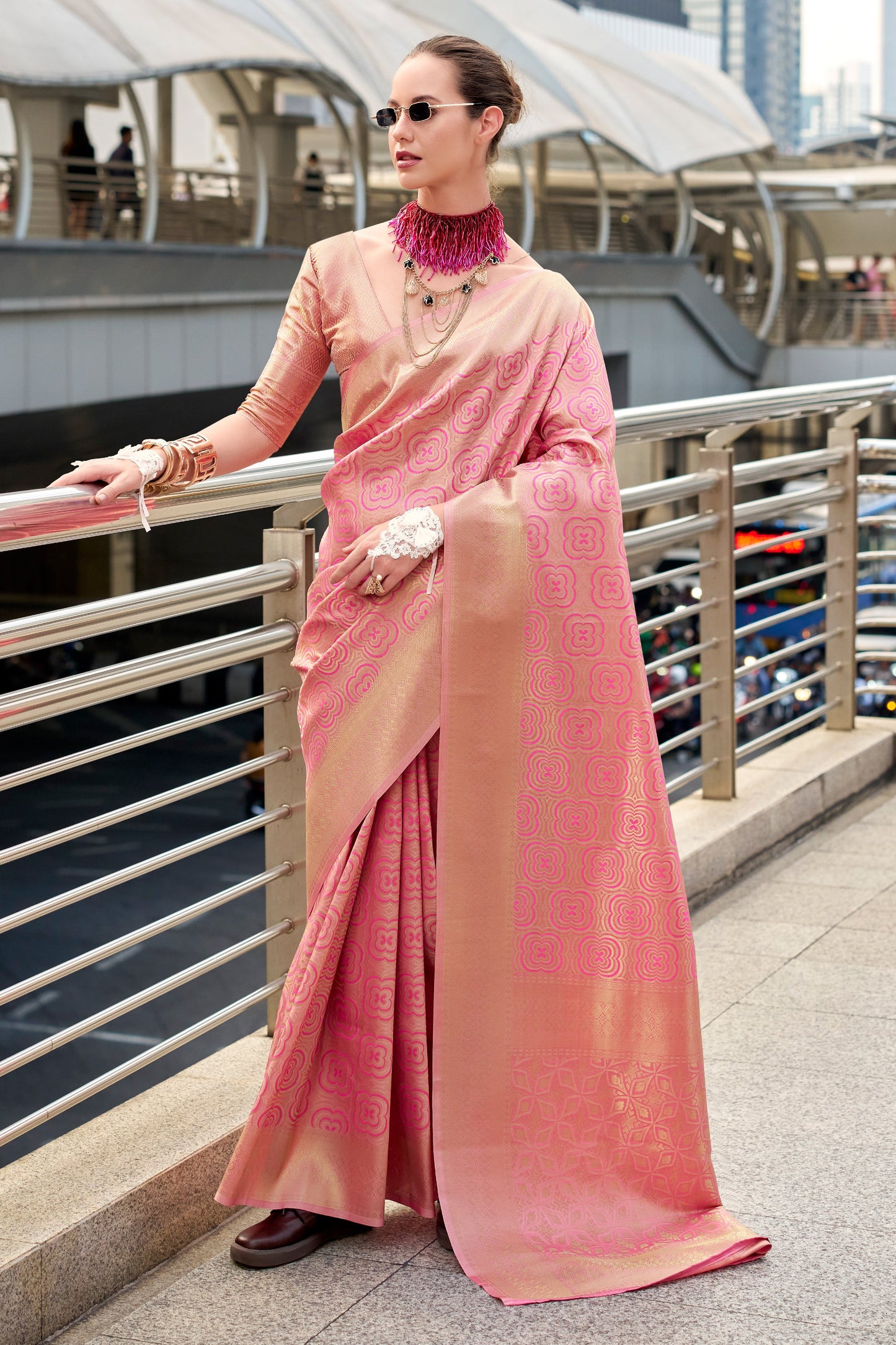 Pink Woven Silk Saree-ZB134042_1_SareeButa.com