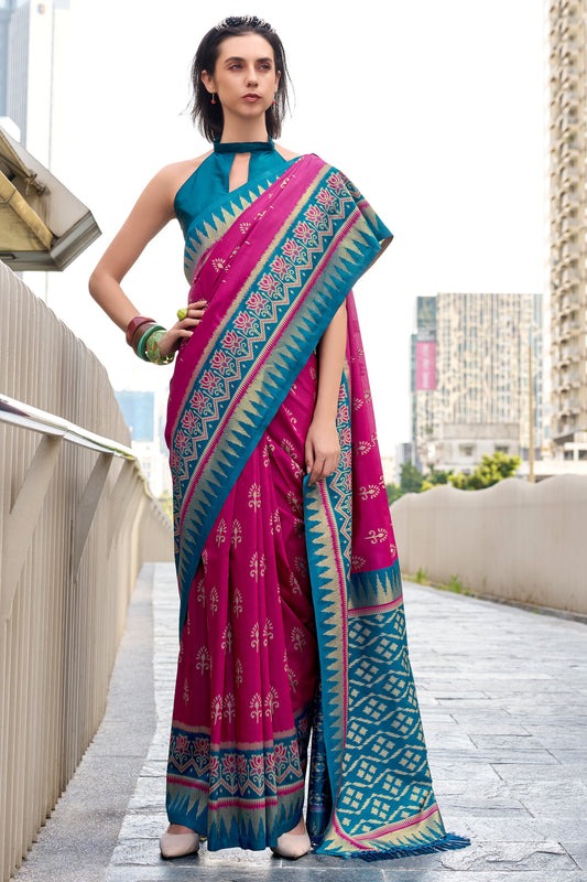 Pink Woven Silk Saree-ZB134694_1_SareeButa.com
