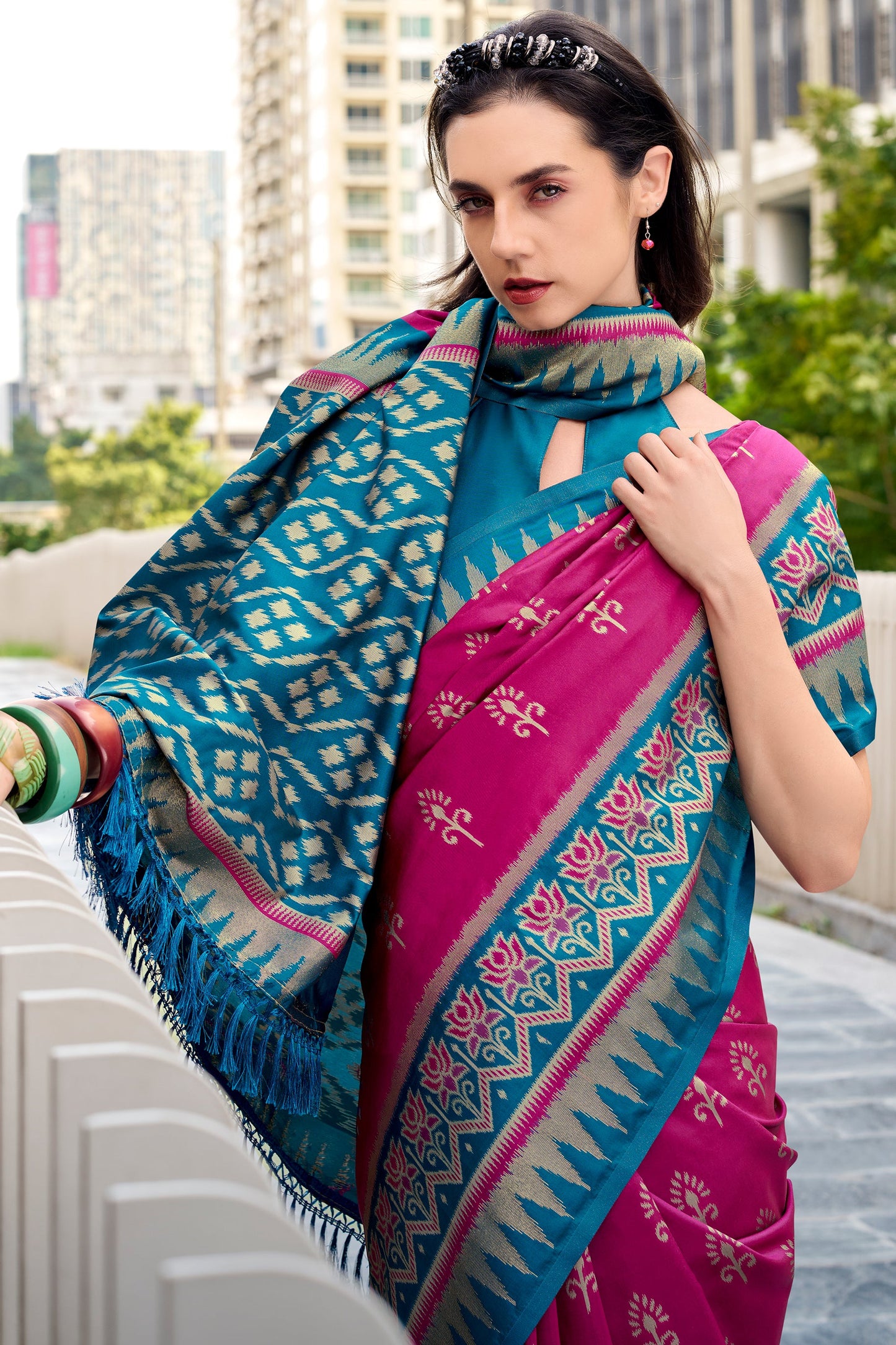 Pink Woven Silk Saree-ZB134694_2_SareeButa.com