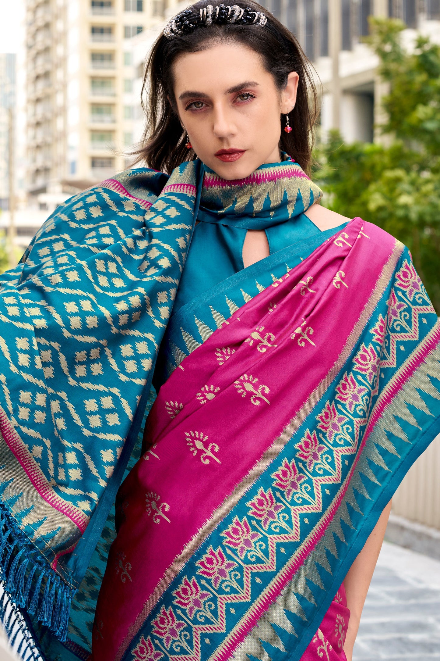 Pink Woven Silk Saree-ZB134694_4_SareeButa.com