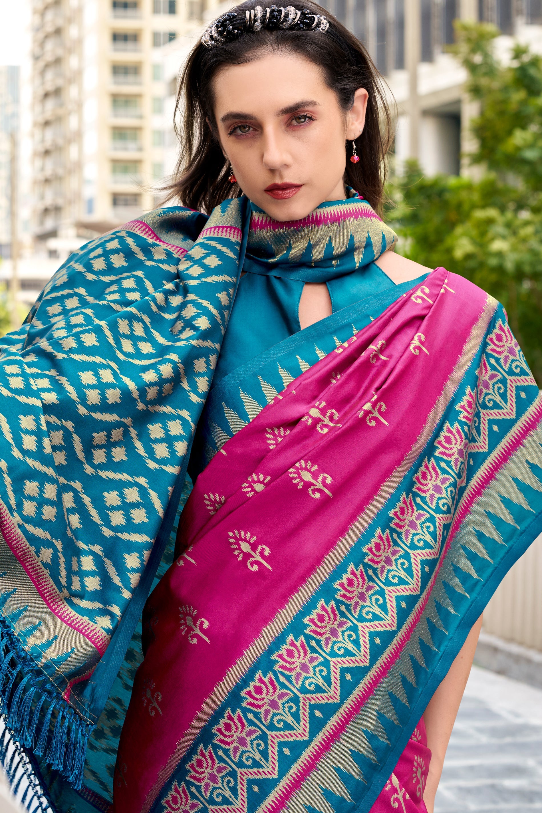 Pink Woven Silk Saree-ZB134694_4_SareeButa.com