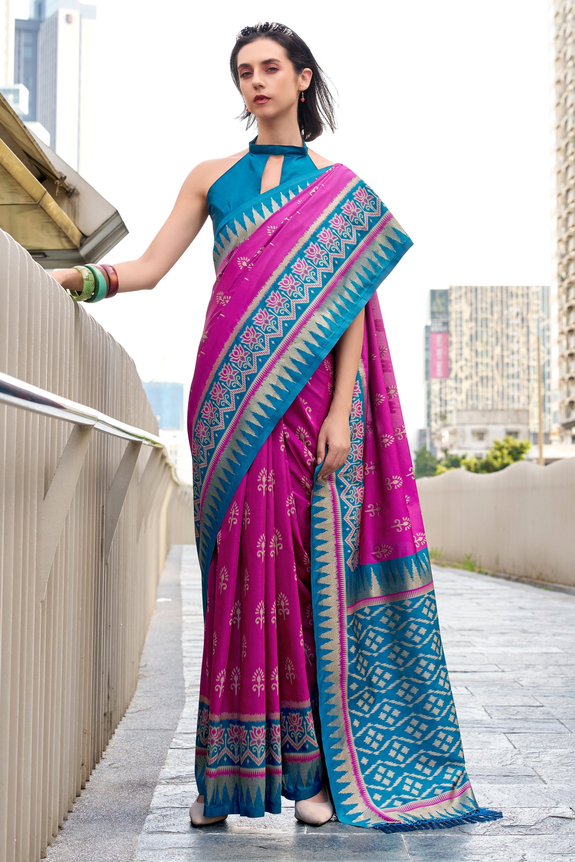 Pink Woven Silk Saree-ZB134697_1_SareeButa.com