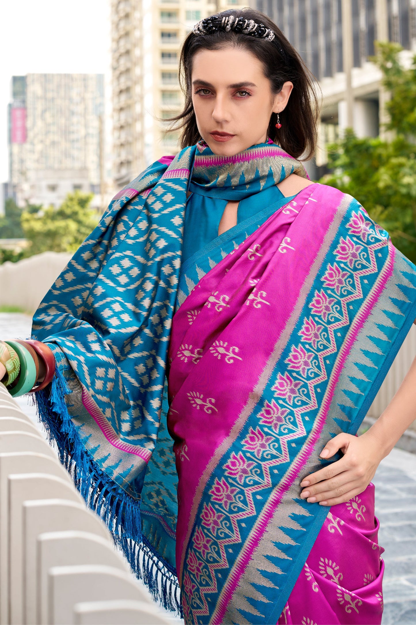 Pink Woven Silk Saree-ZB134697_2_SareeButa.com