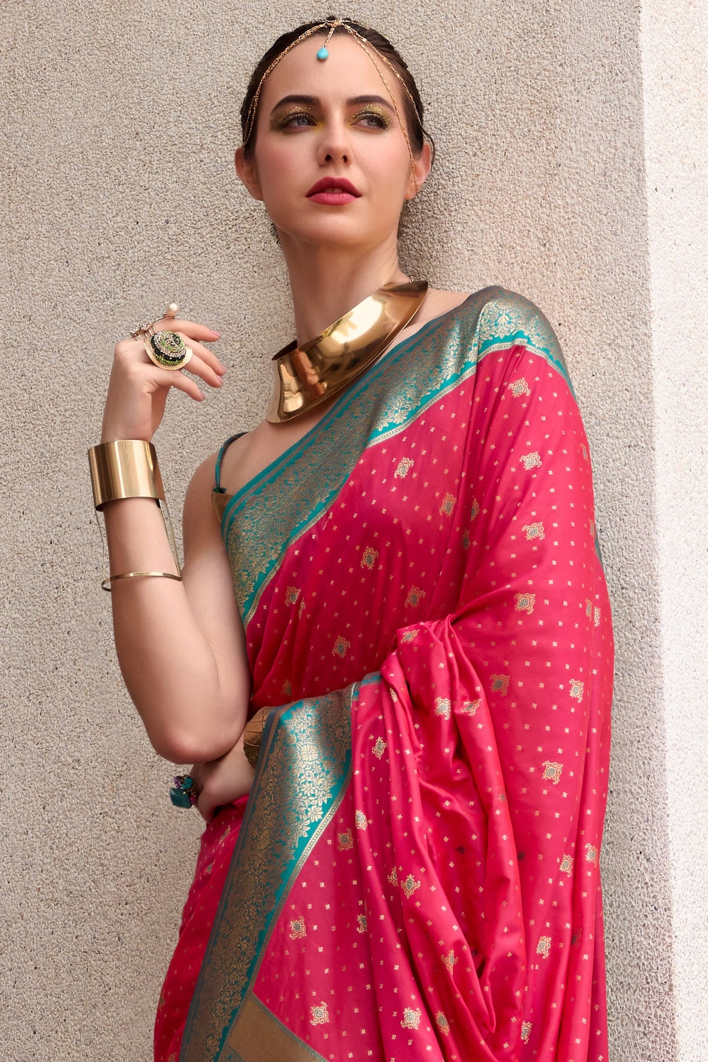 Pink Woven Silk Saree-ZB134728_2_SareeButa.com