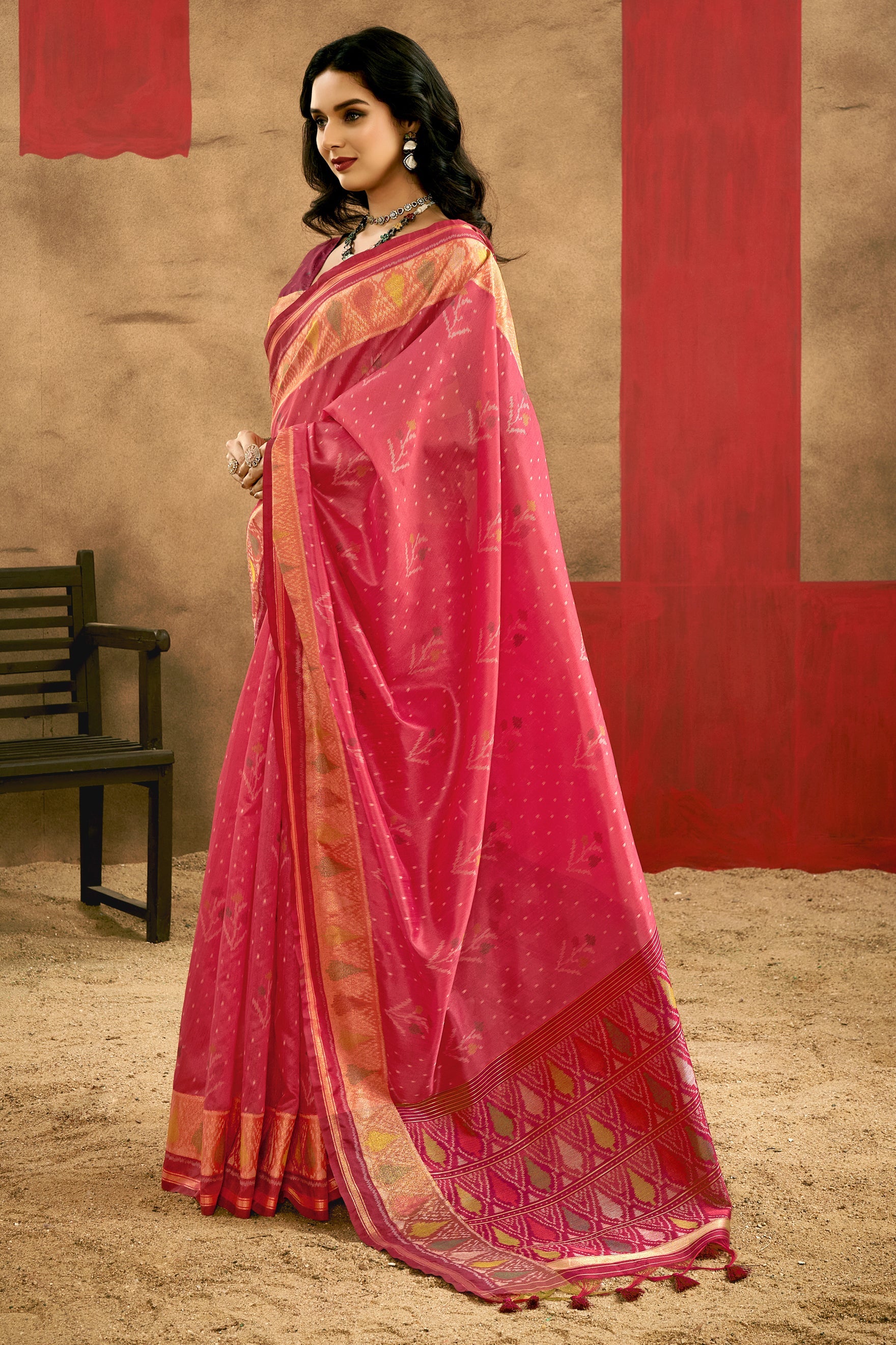 Pink Woven Silk Saree With Patola Pallu-ZB133516_1_SareeButa.com