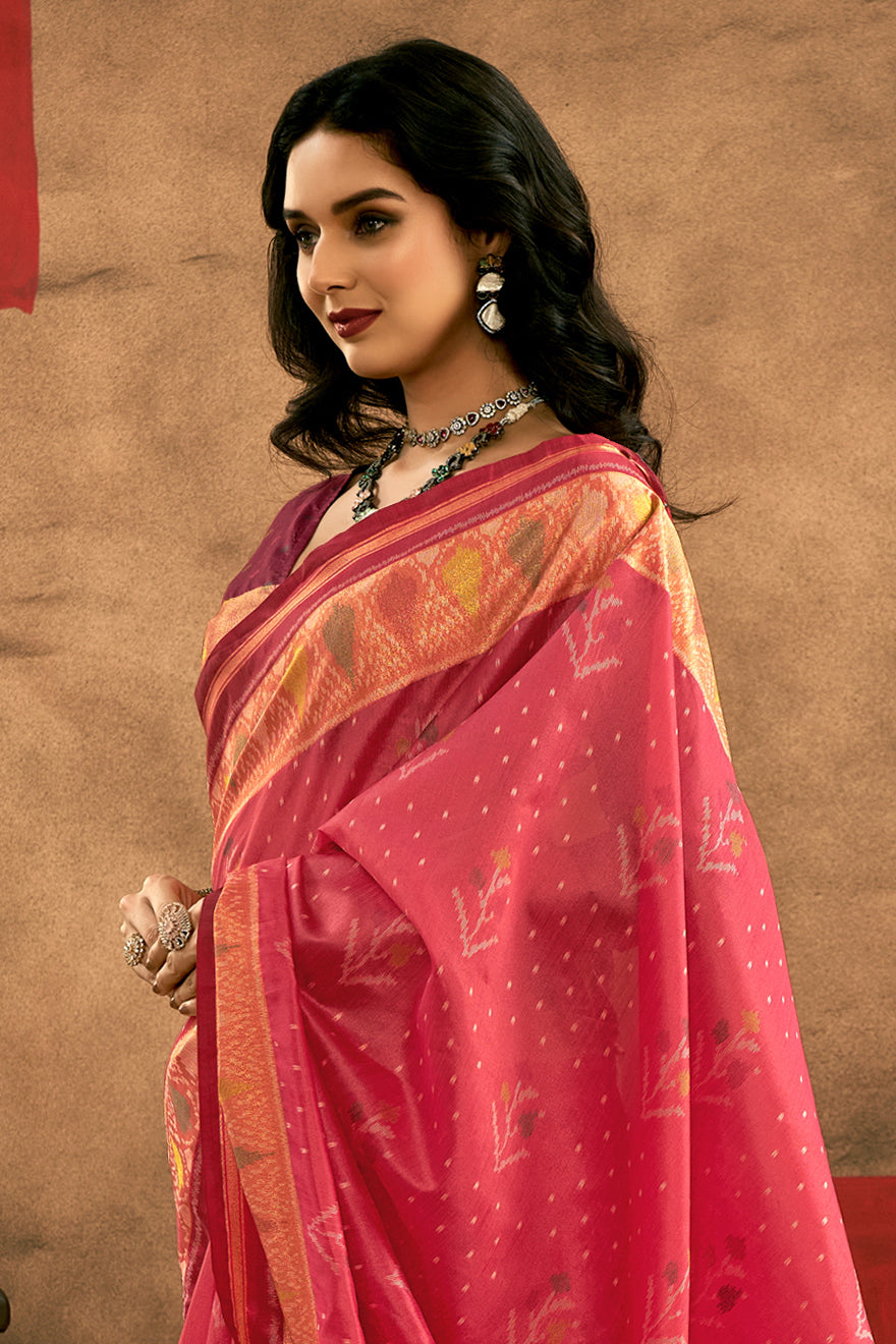Pink Woven Silk Saree With Patola Pallu-ZB133516_2_SareeButa.com