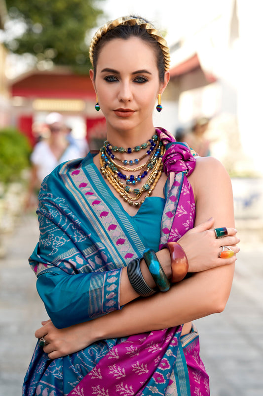 Pink Woven Soft Ikat Silk Saree-SAR10025_2_SareeButa.com