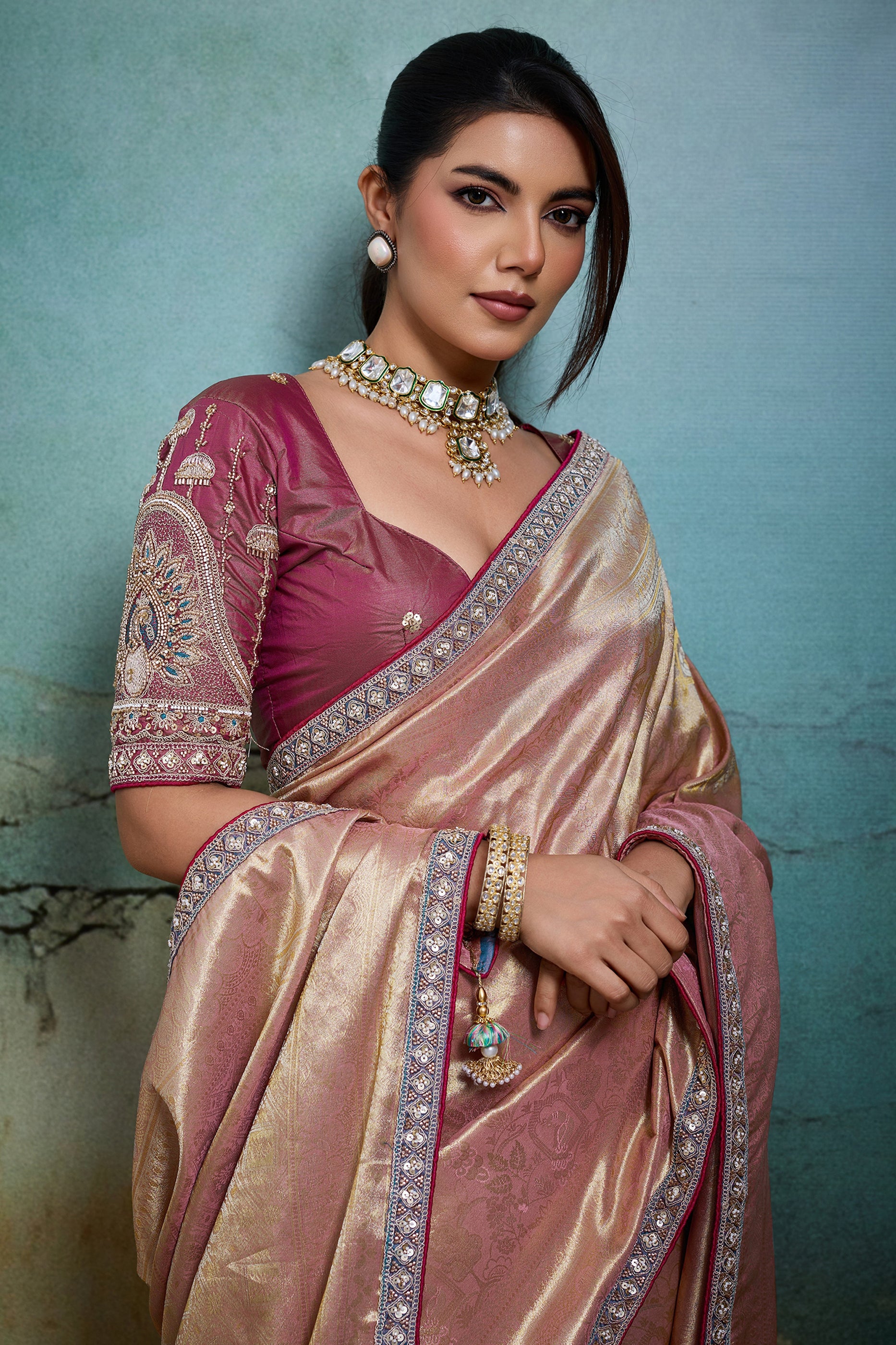 Pink Woven Tissue Banarasi Saree-SAR12818_3_SareeButa.com