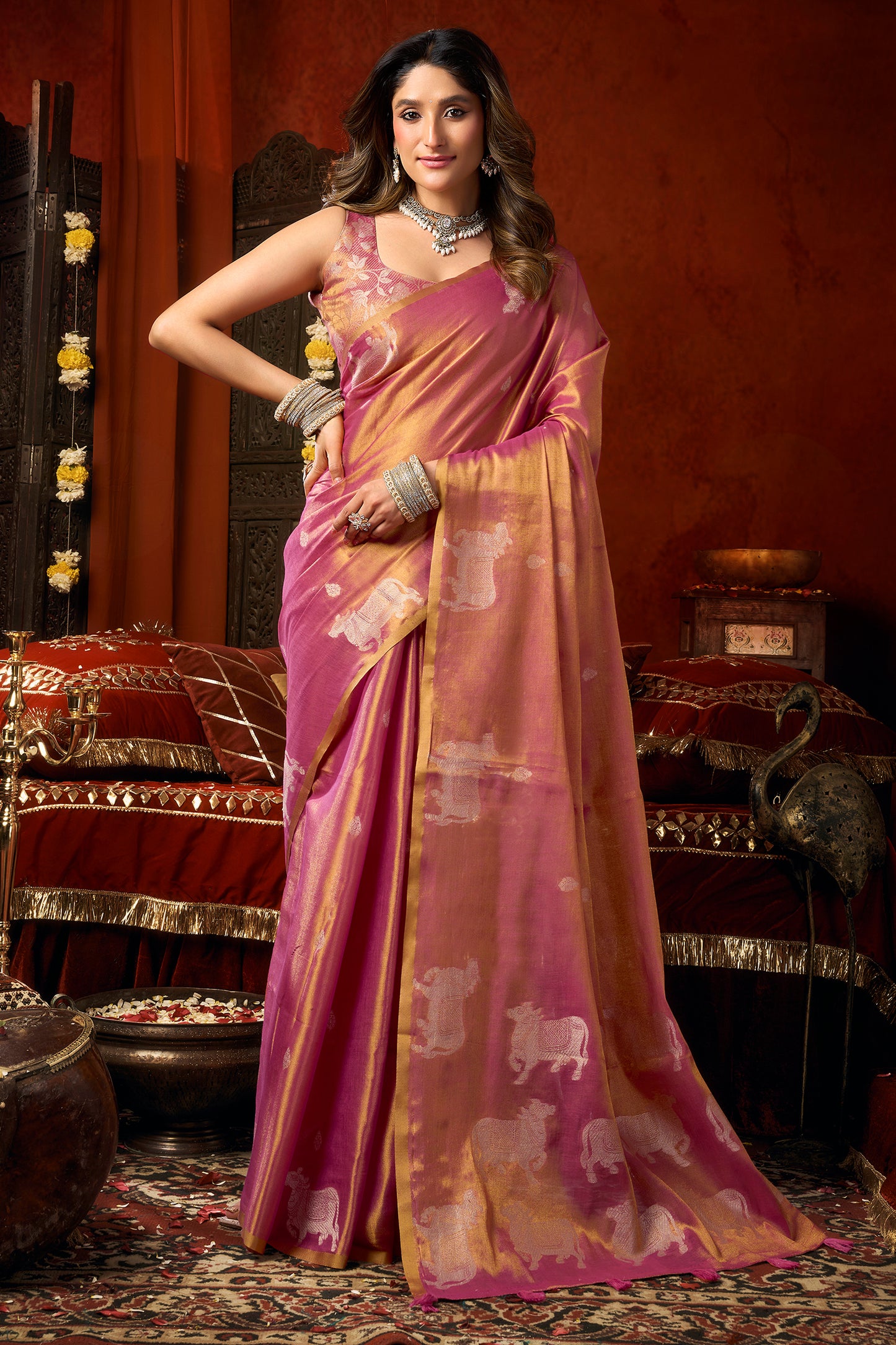 Pink Woven Tissue Saree-SAR12722_1_SareeButa.com