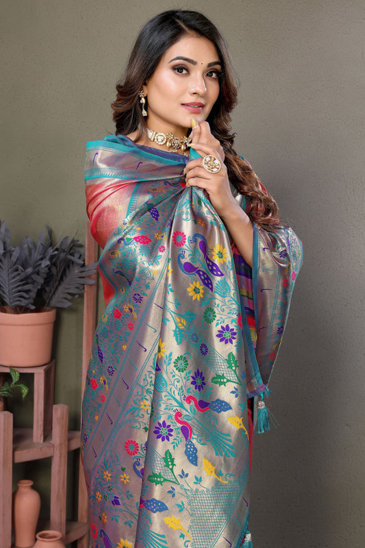 Pink Woven Tissue Silk Paithani Saree-ZB134817_2_SareeButa.com