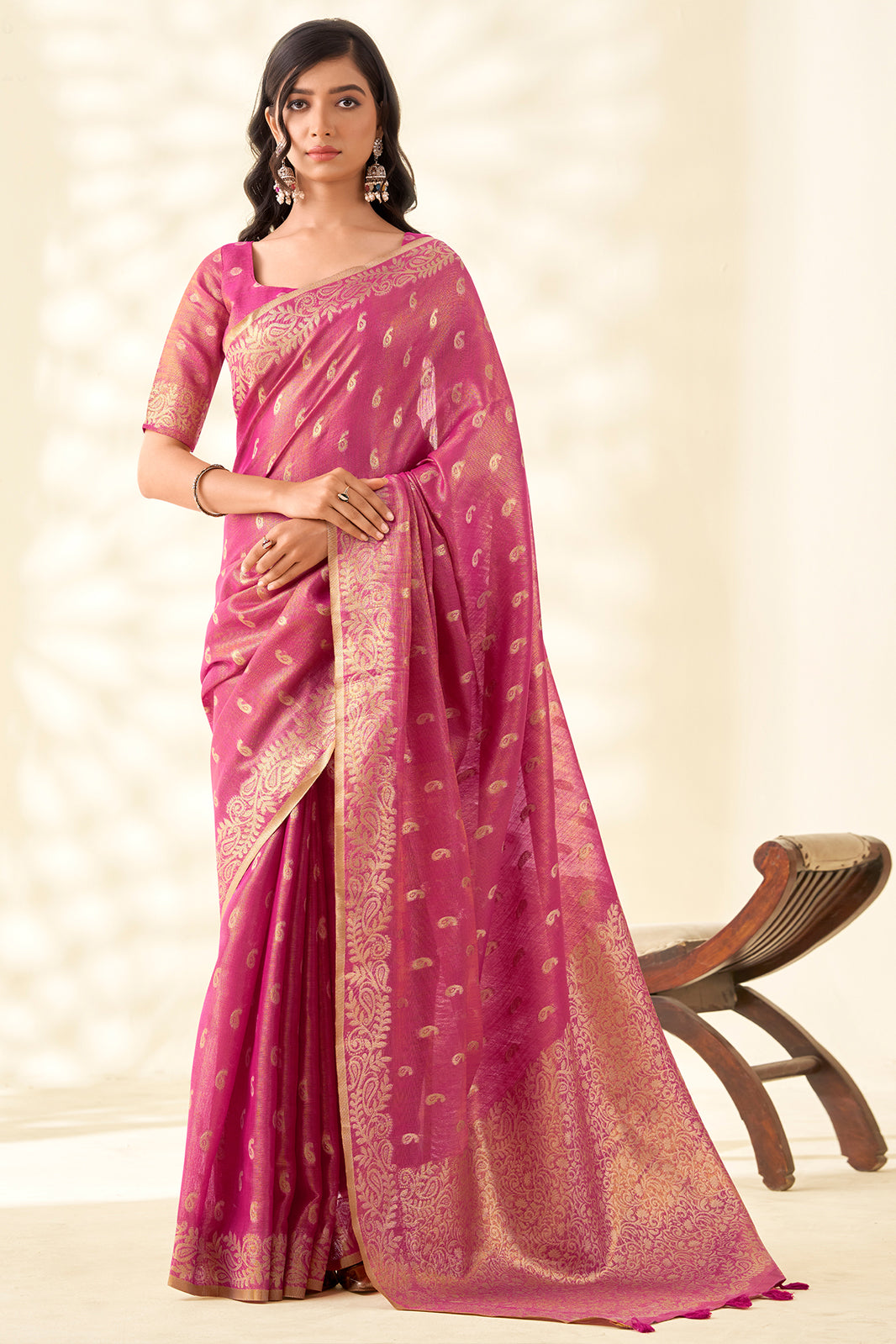 Pink Woven Tissue Silk Saree-SAR10003_1_SareeButa.com