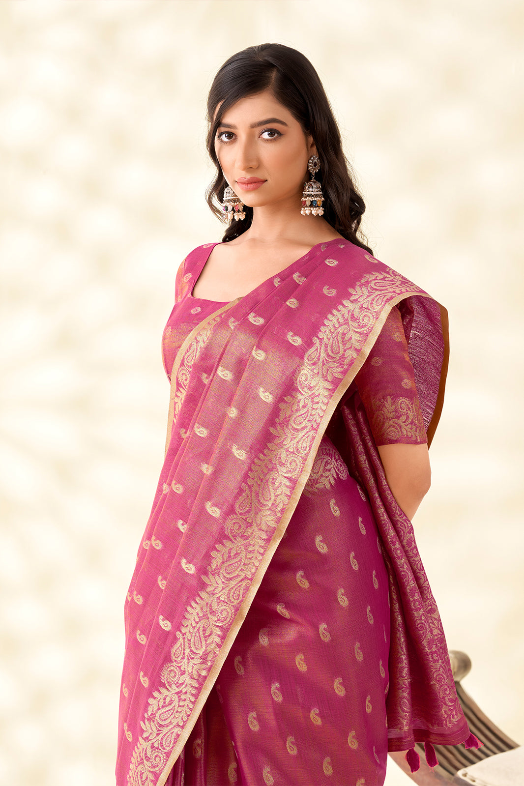 Pink Woven Tissue Silk Saree-SAR10003_2_SareeButa.com