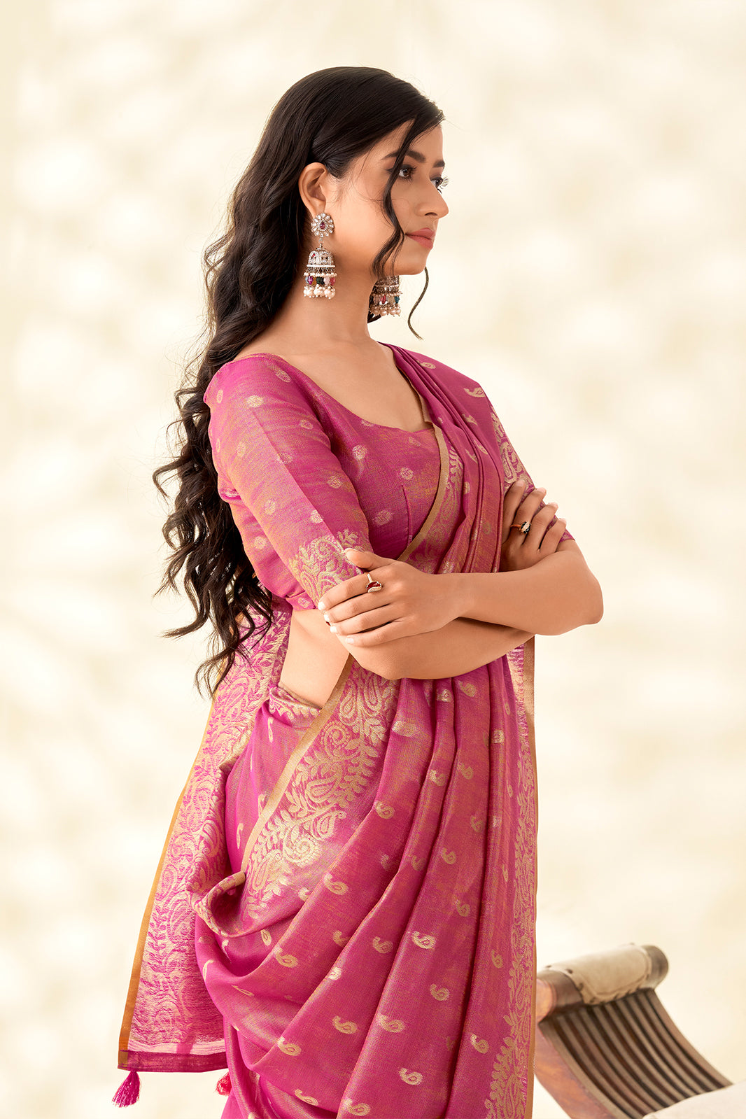 Pink Woven Tissue Silk Saree-SAR10003_3_SareeButa.com