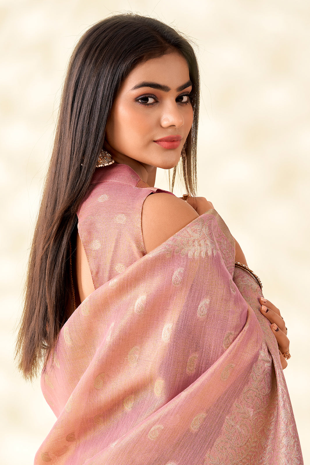 Pink Woven Tissue Silk Saree-SAR10005_3_SareeButa.com