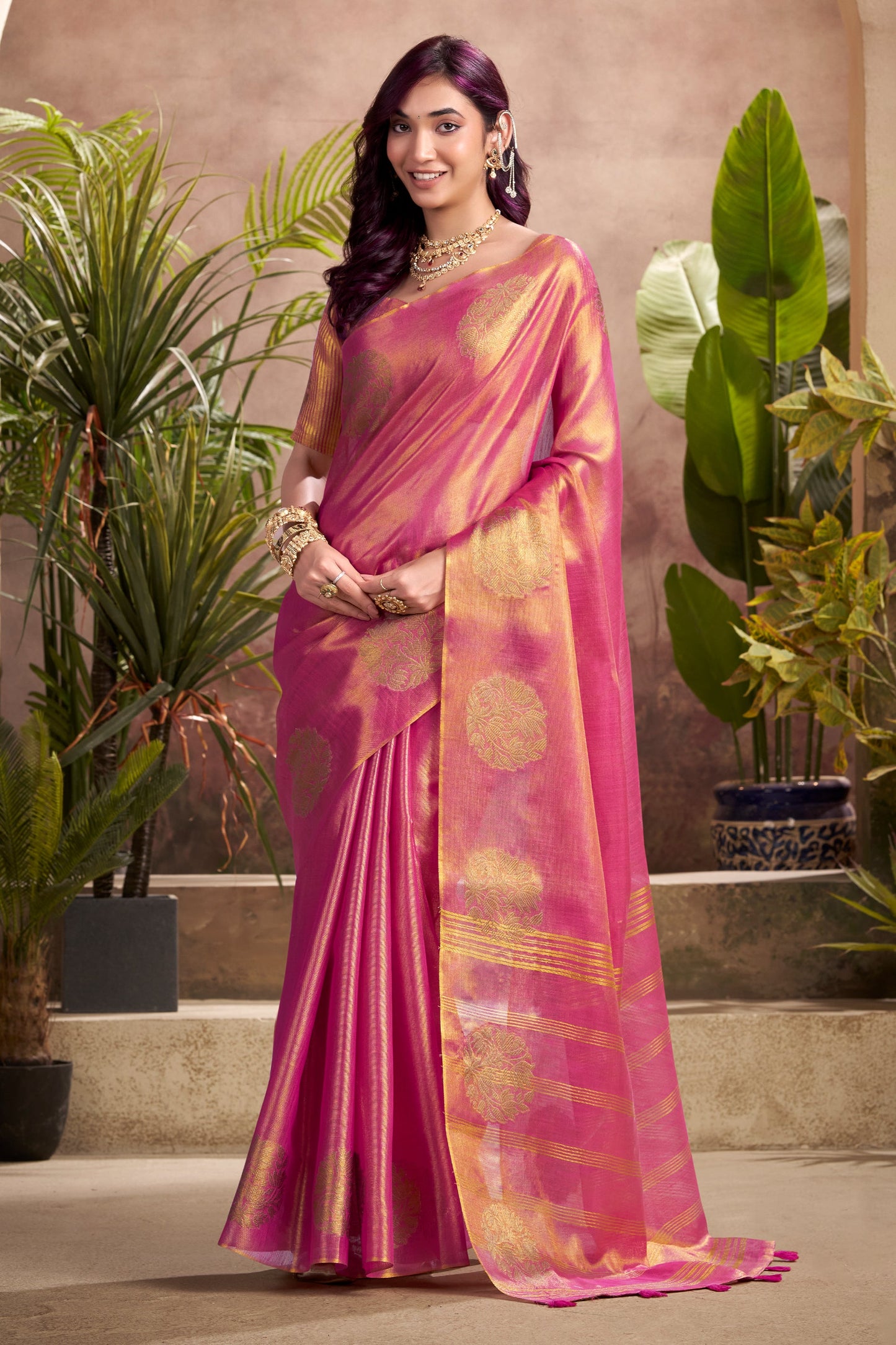 Pink Woven Tissue Silk Saree-SAR10013_1_SareeButa.com