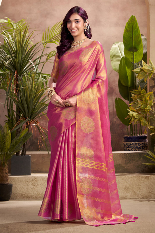 Pink Woven Tissue Silk Saree-SAR10013_1_SareeButa.com