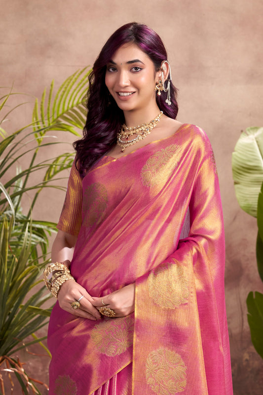 Pink Woven Tissue Silk Saree-SAR10013_2_SareeButa.com