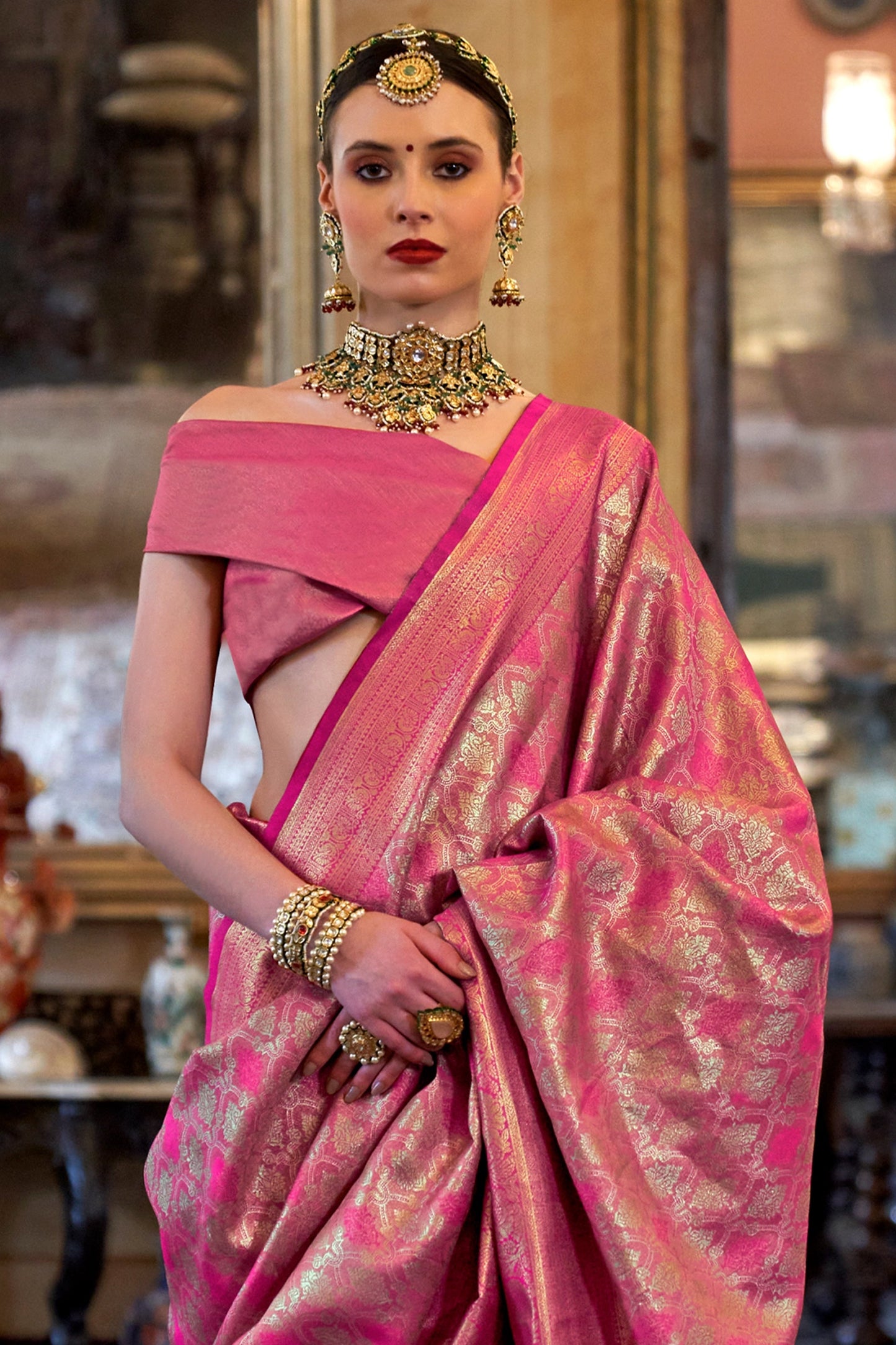 Pink Woven Tissue Silk Saree-SAR11319_3_SareeButa.com