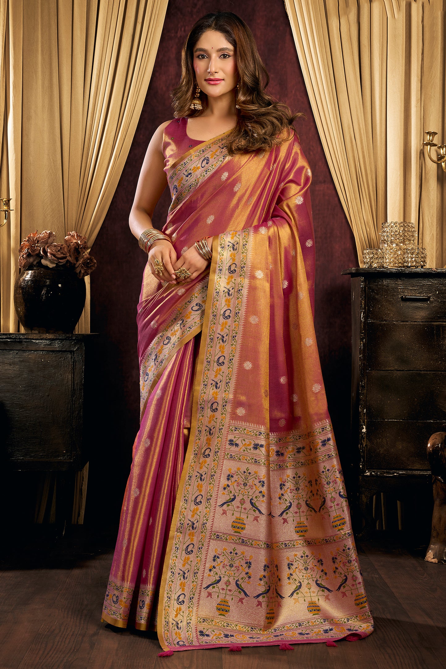 Pink Woven Tissue Silk Saree-SAR13191_1_SareeButa.com