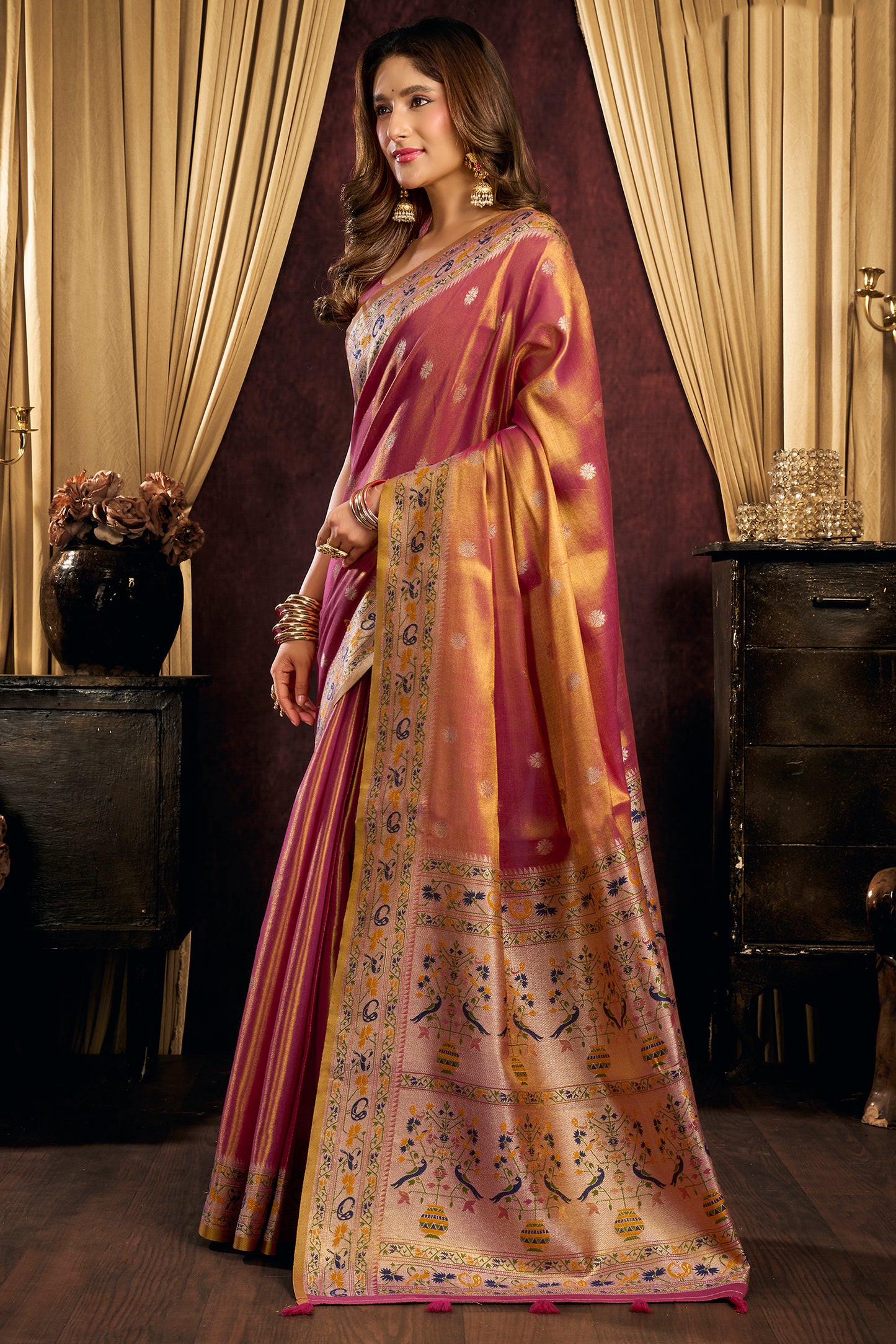 Pink Woven Tissue Silk Saree-SAR13191_3_SareeButa.com