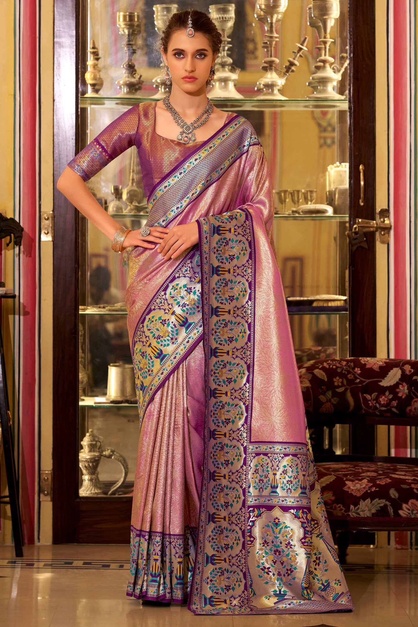 Pink Woven Tissue Silk Saree-ZB134737_1_SareeButa.com