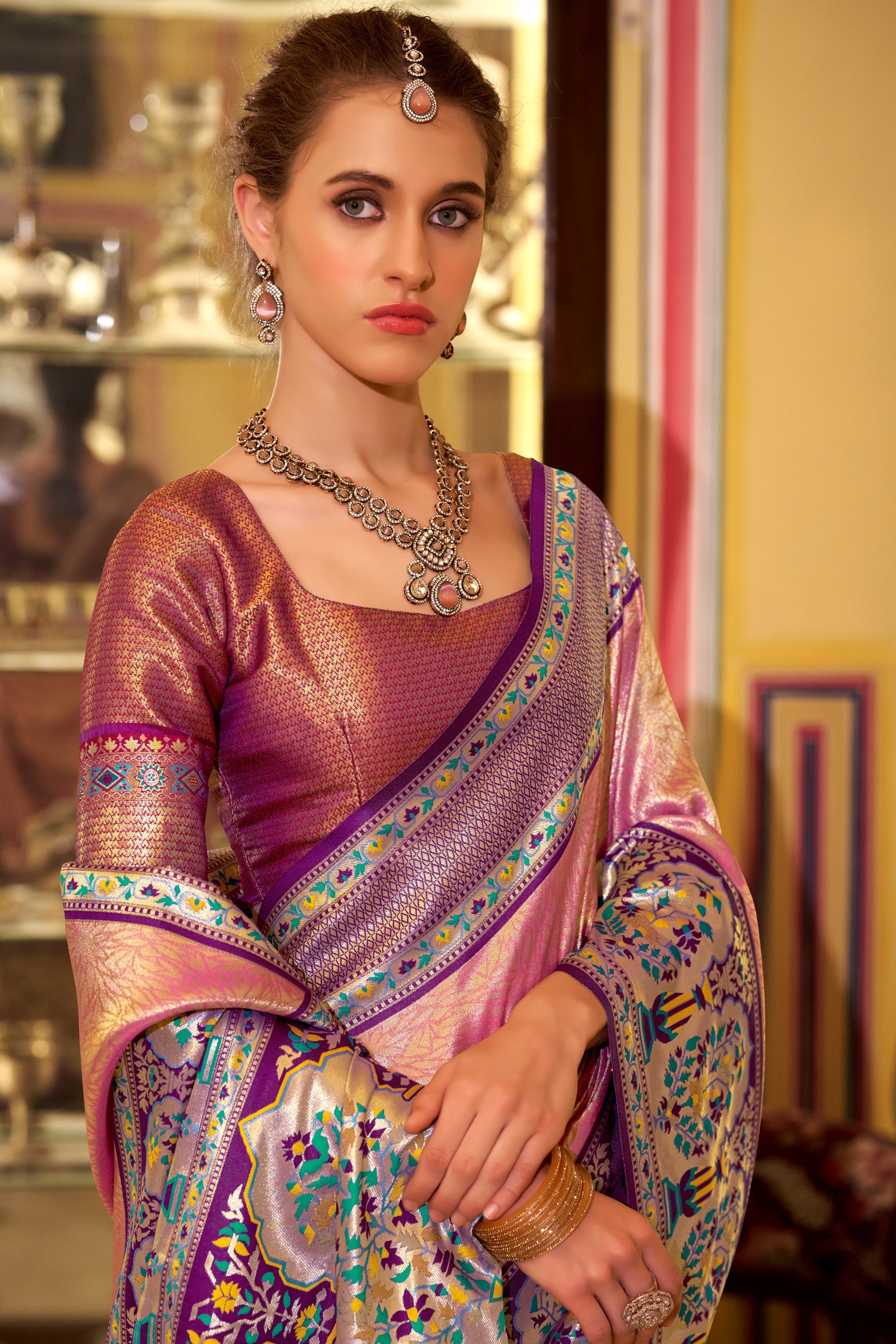 Pink Woven Tissue Silk Saree-ZB134737_3_SareeButa.com