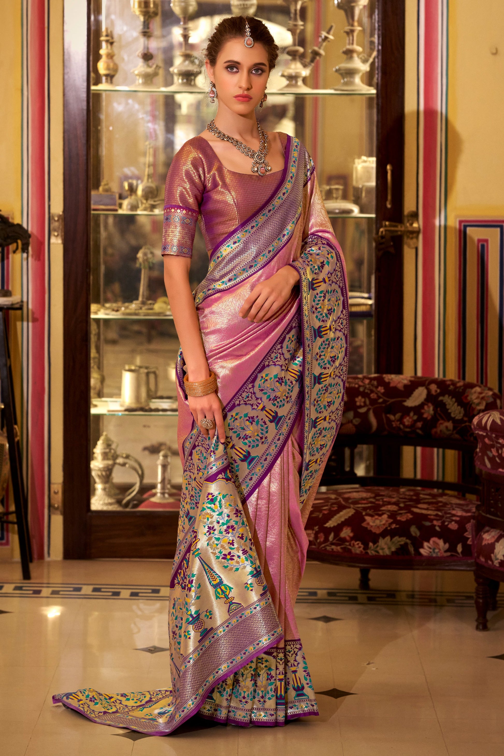 Pink Woven Tissue Silk Saree-ZB134737_4_SareeButa.com