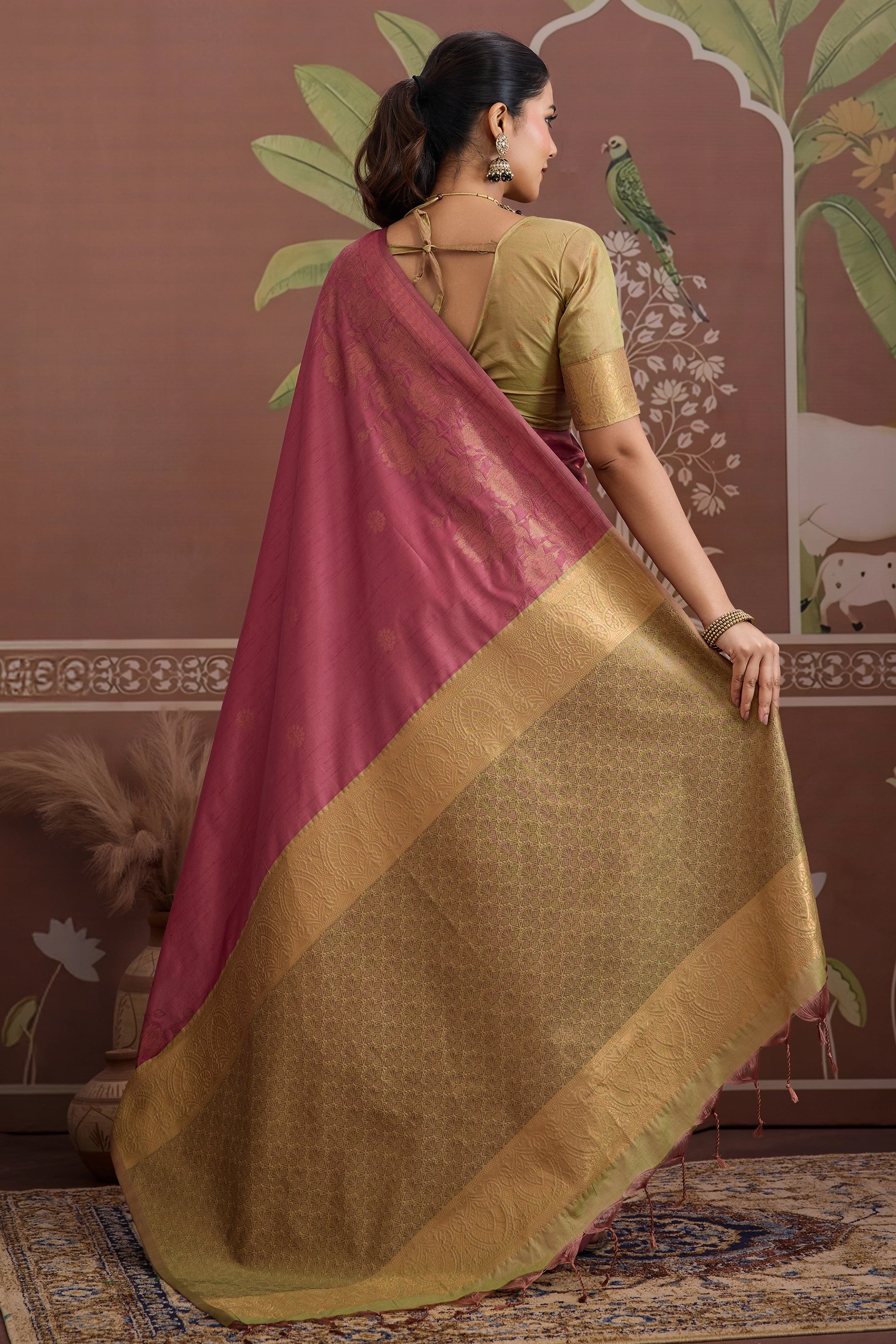 Pink Woven Tussar Silk Saree-SAR12311_4_SareeButa.com