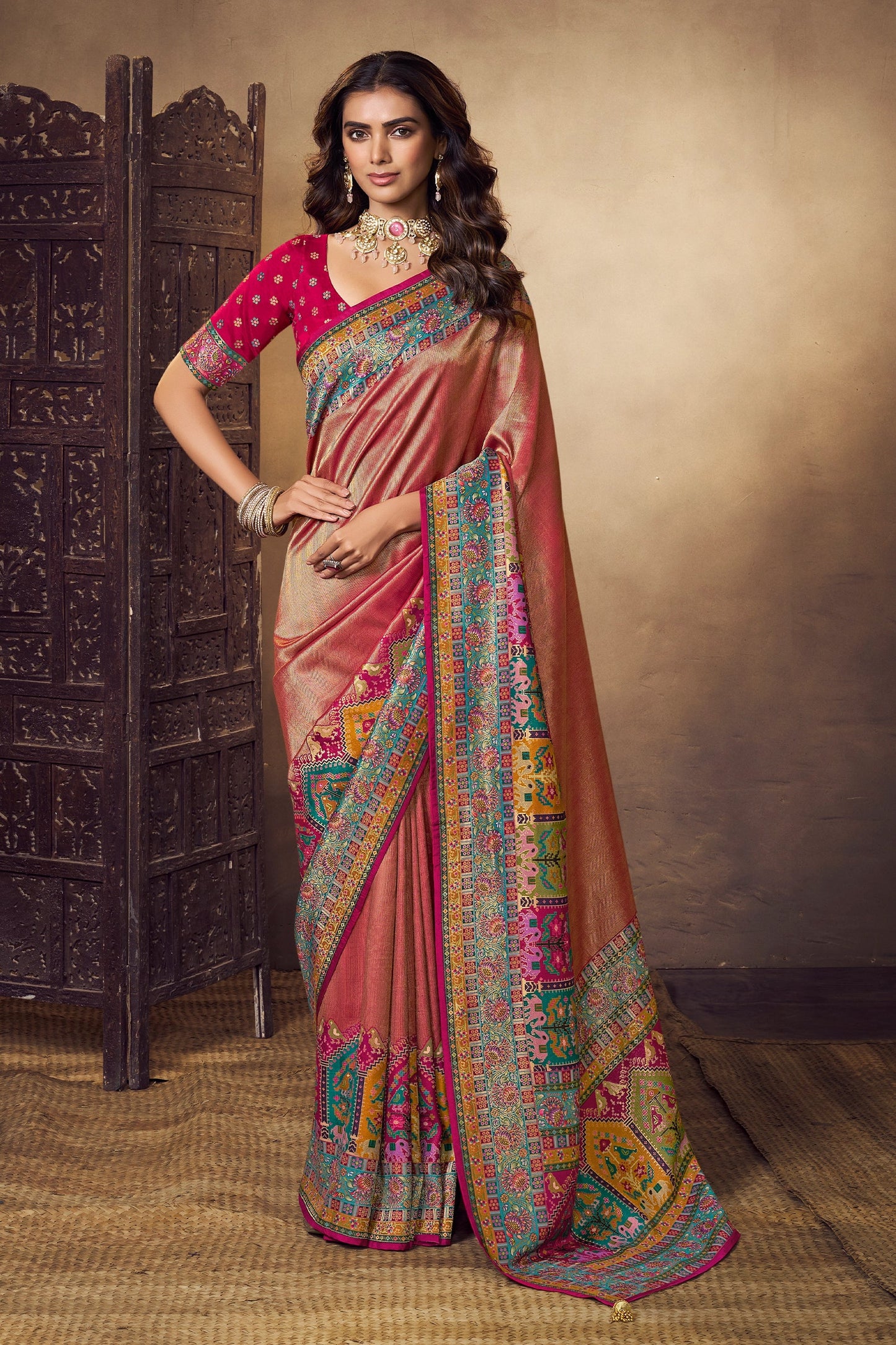 Pink Woven Viscose Silk Saree-SAR11018_1_SareeButa.com