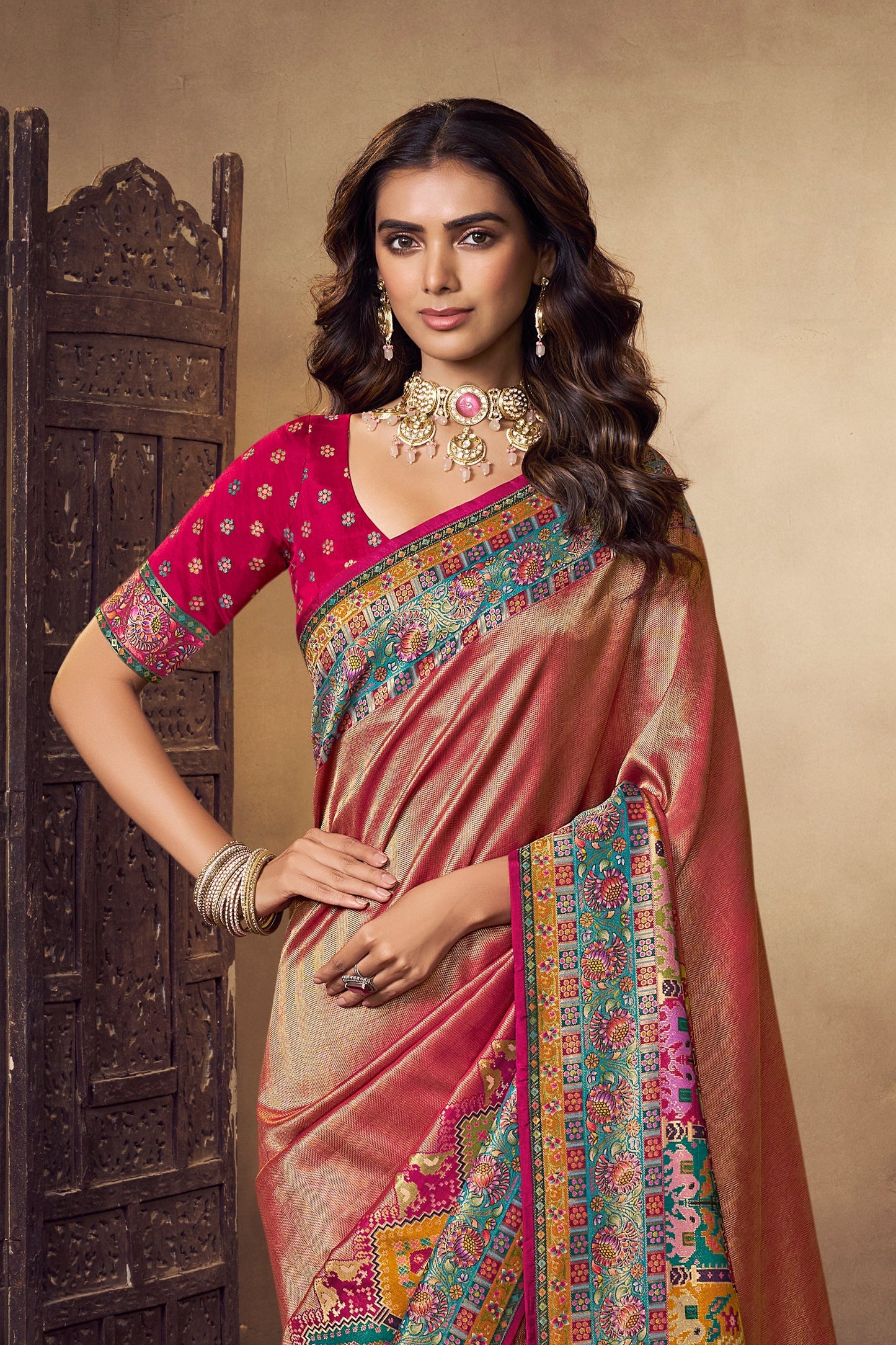 Pink Woven Viscose Silk Saree-SAR11018_3_SareeButa.com