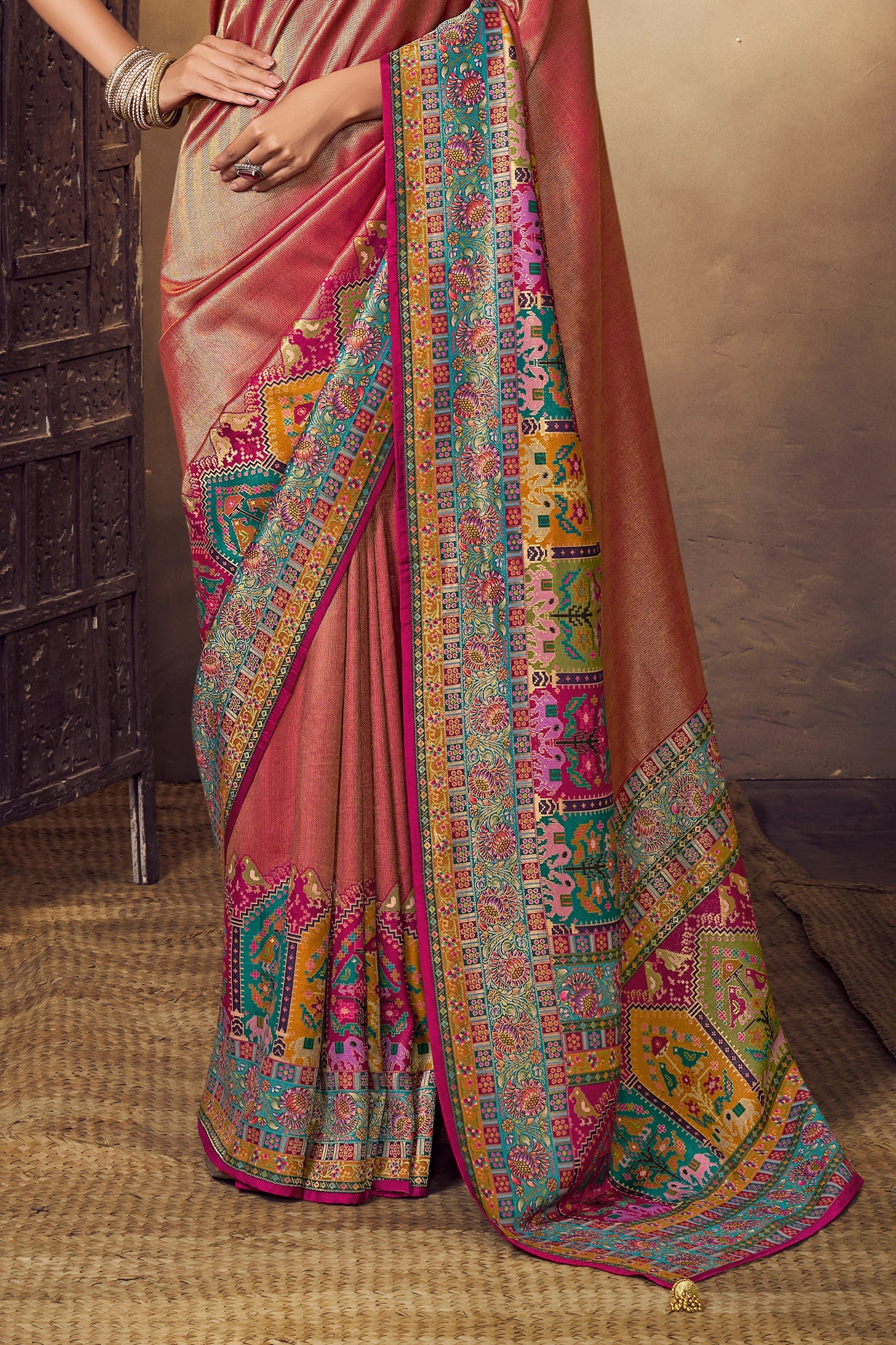 Pink Woven Viscose Silk Saree-SAR11018_4_SareeButa.com