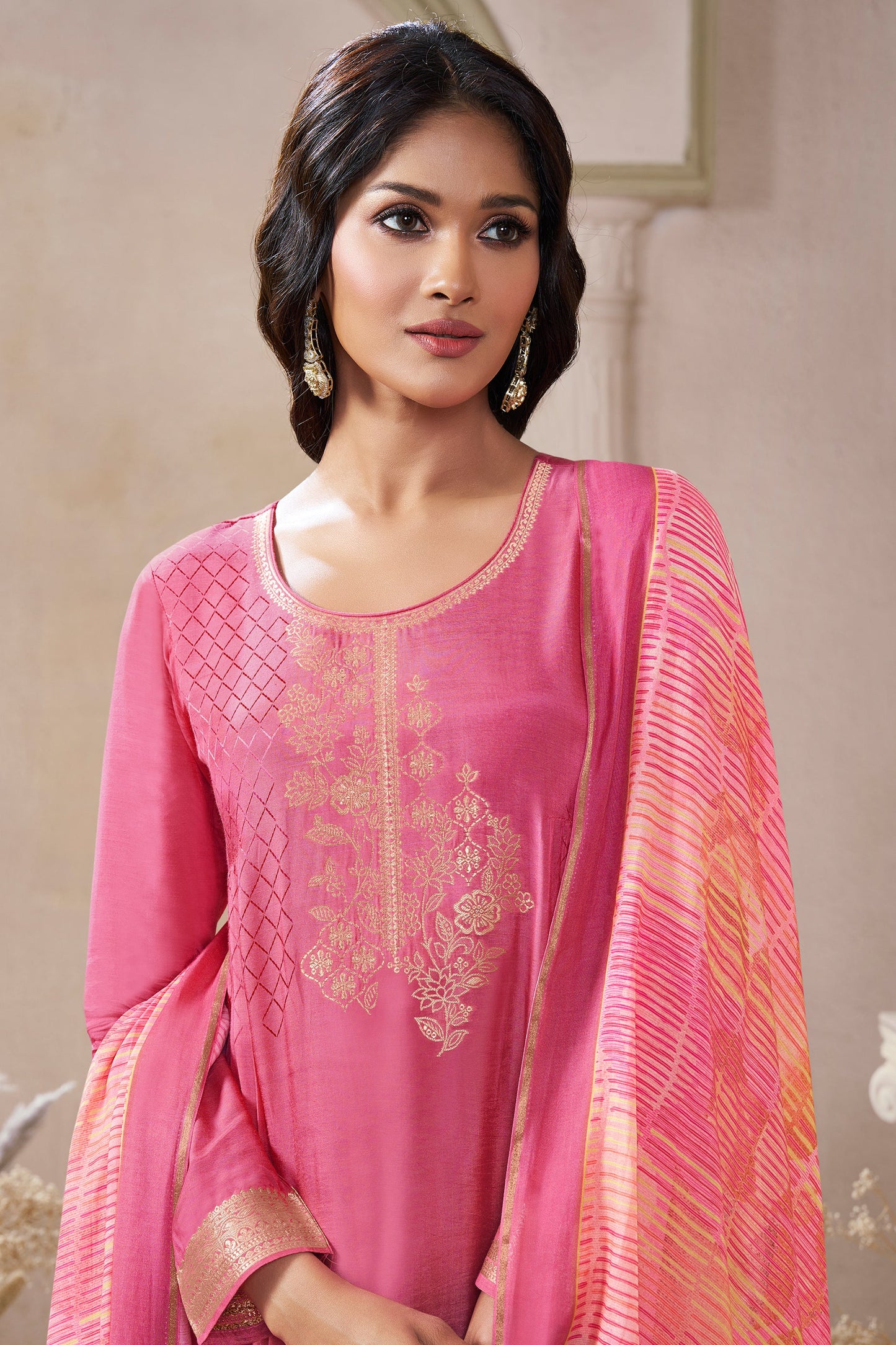 Pink Woven Viscose Muslin Suit-SAR11739_2_SareeButa.com