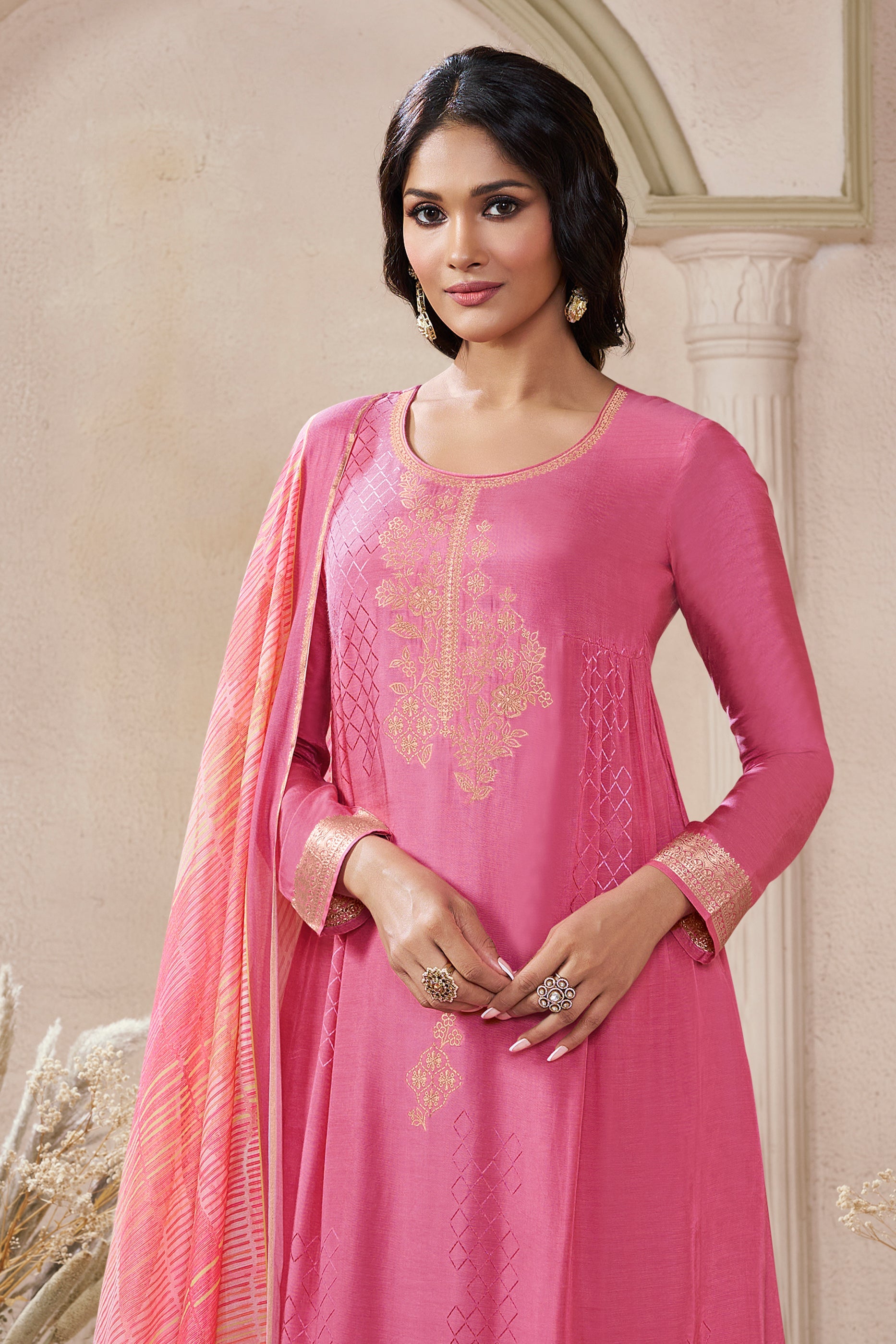 Pink Woven Viscose Muslin Suit-SAR11739_3_SareeButa.com