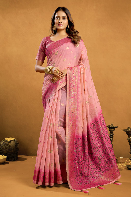 Pink Woven Woven Cotton Silk Saree-SAR12606_1_SareeButa.com