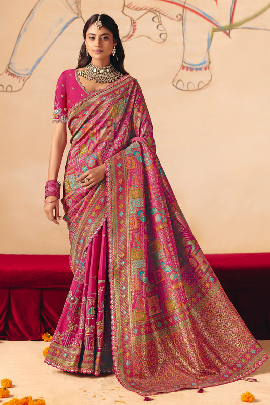 Pink Zari Work Dola Silk Saree With Embroidery-SAR12063_1_SareeButa.com