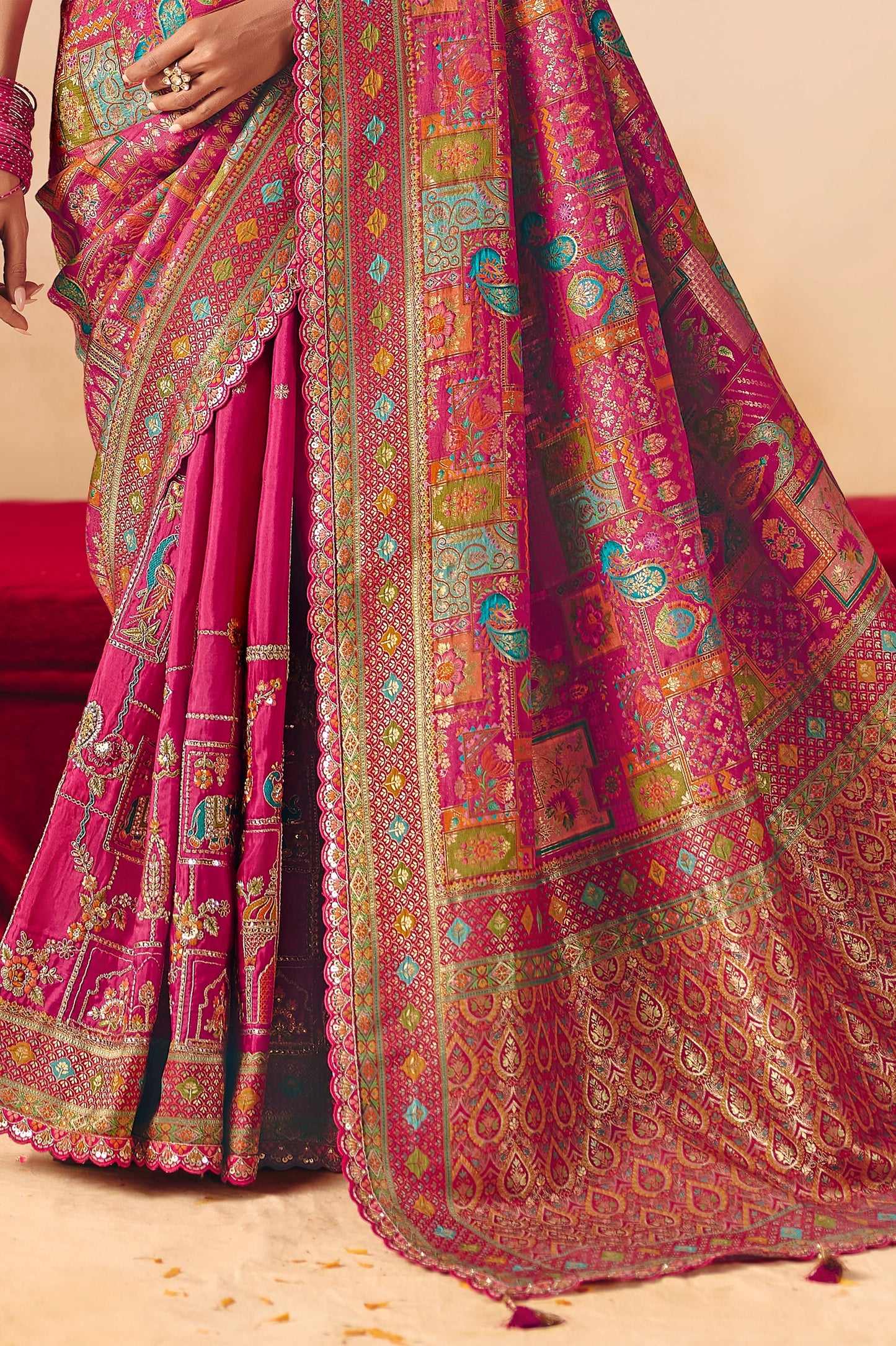 Pink Zari Work Dola Silk Saree With Embroidery-SAR12063_4_SareeButa.com