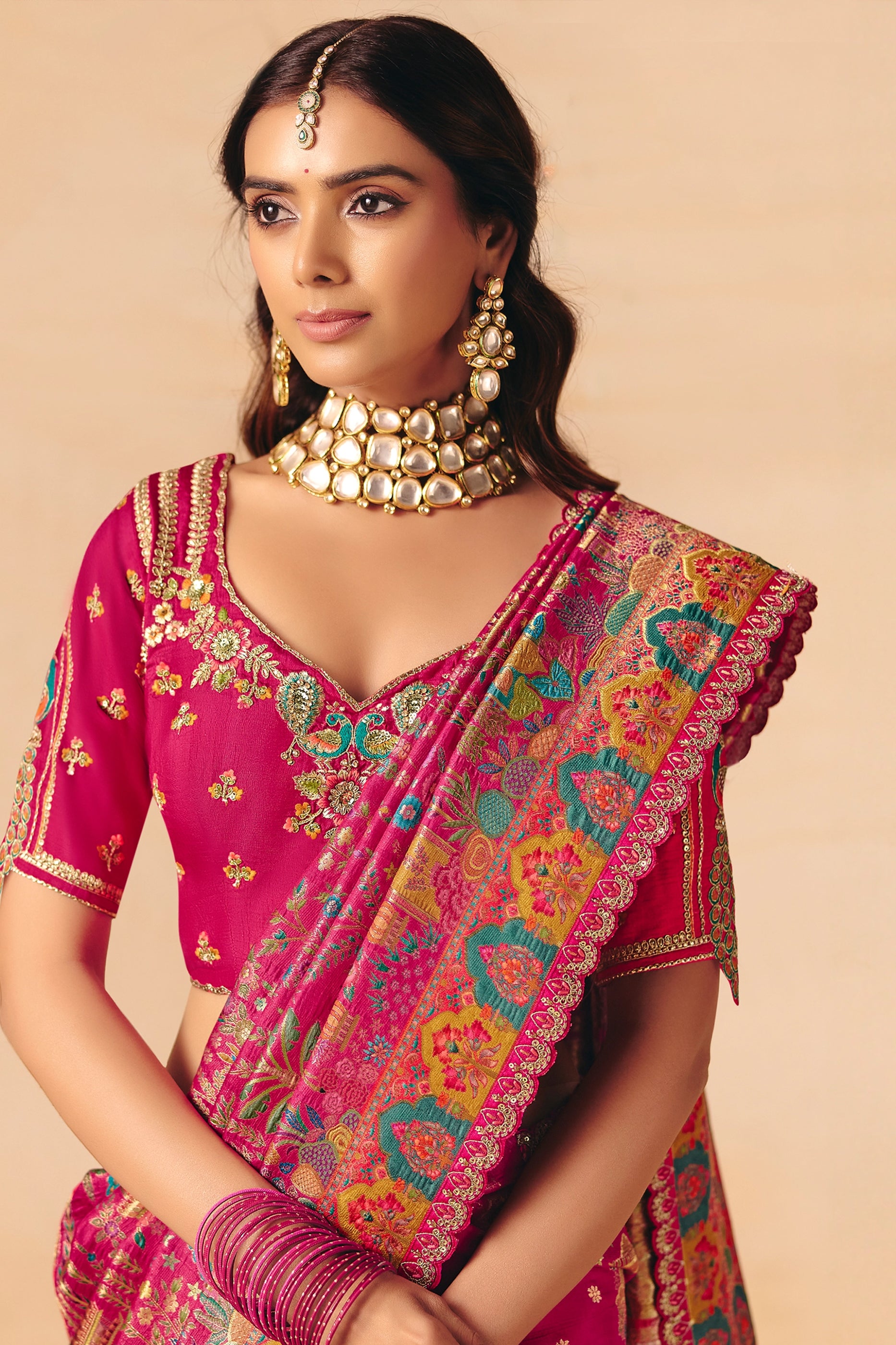 Pink Zari Work Dola Silk Saree With Embroidery-SAR12066_2_SareeButa.com