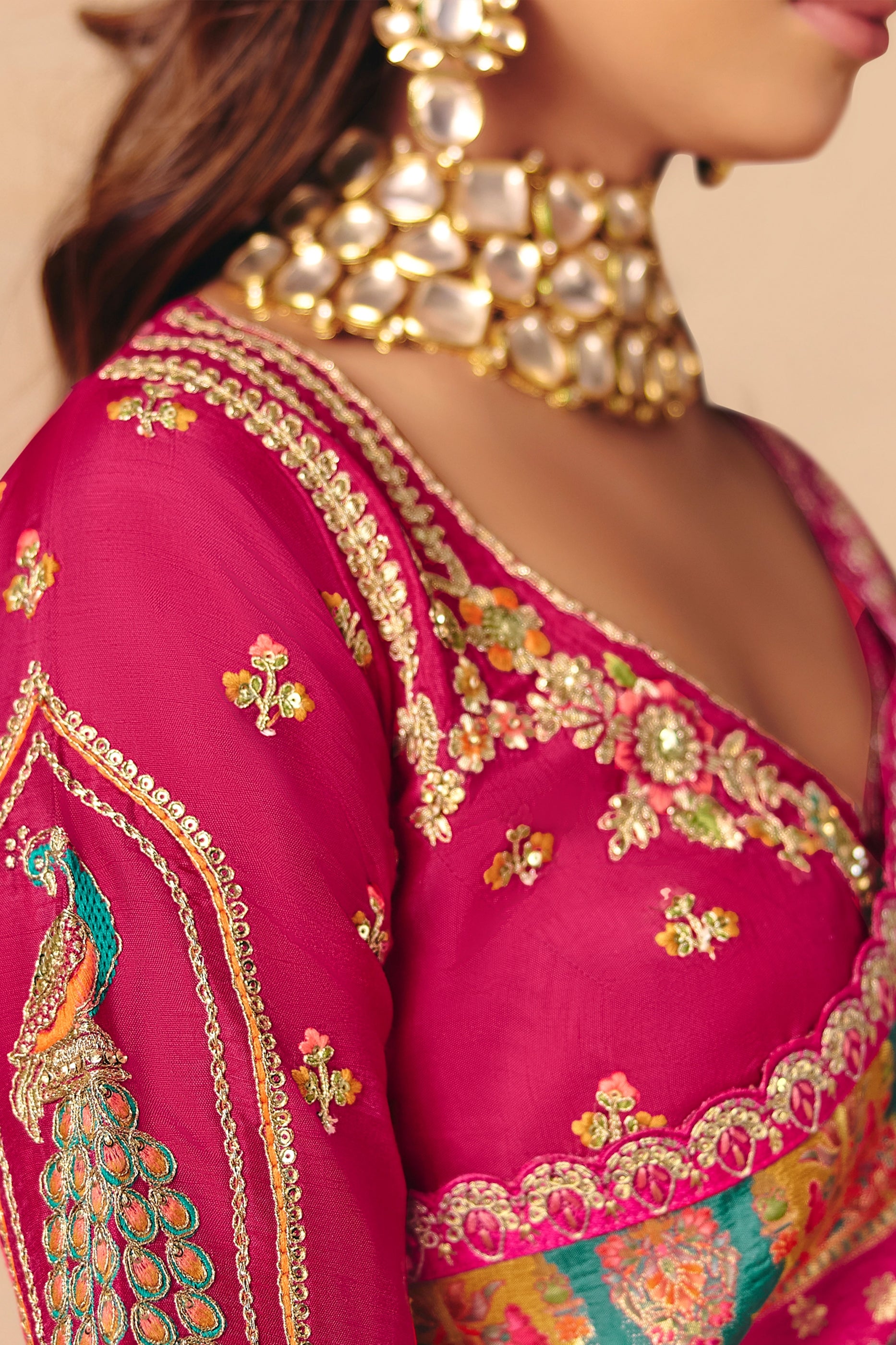 Pink Zari Work Dola Silk Saree With Embroidery-SAR12066_3_SareeButa.com