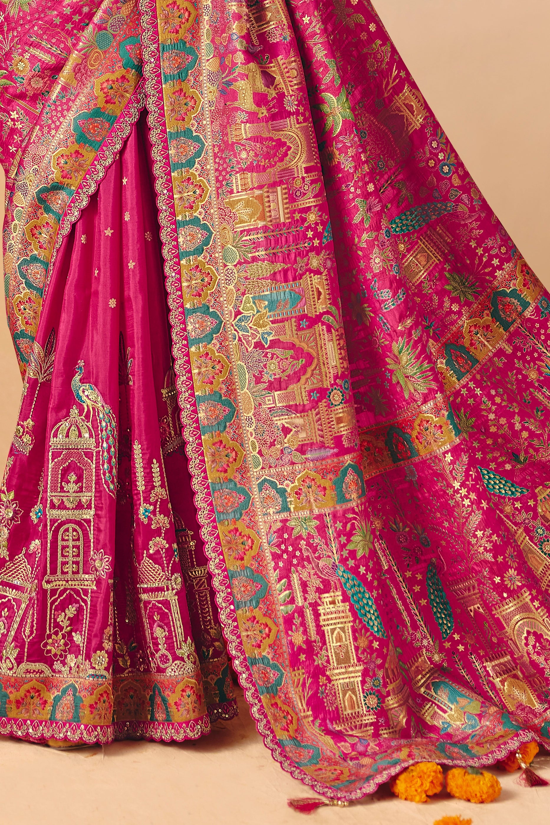 Pink Zari Work Dola Silk Saree With Embroidery-SAR12066_5_SareeButa.com