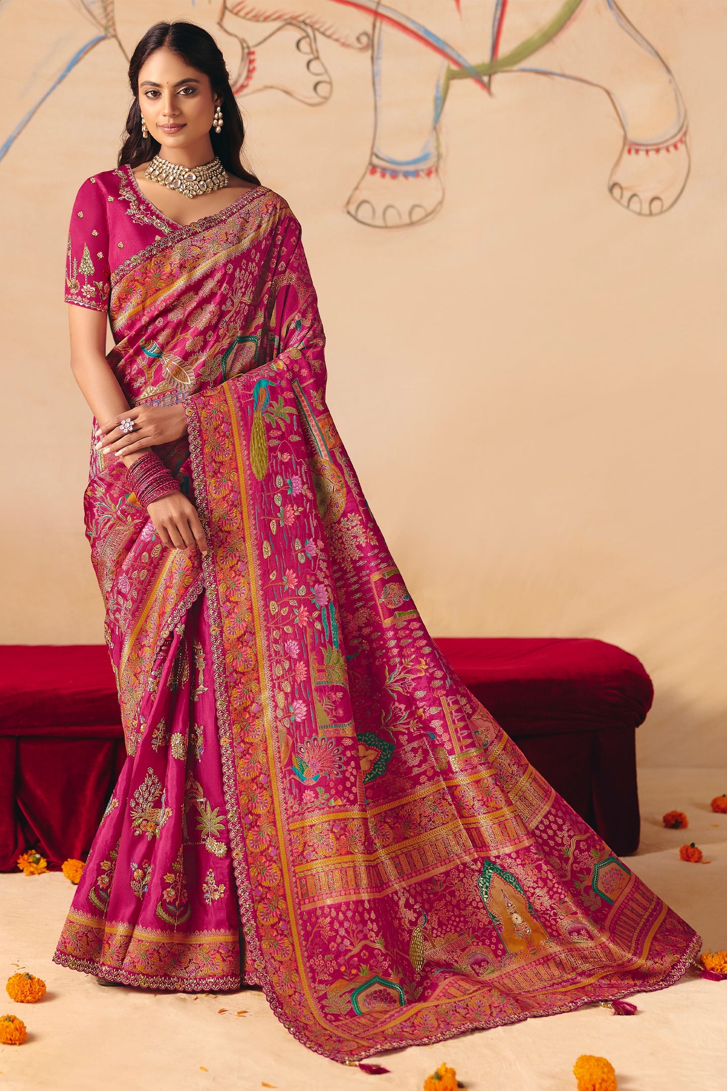 Pink Zari Work Dola Silk Saree With Embroidery-SAR12069_1_SareeButa.com